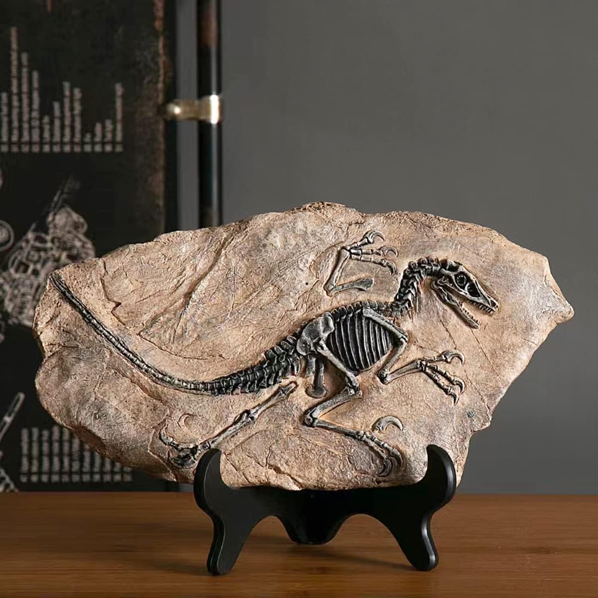 FUNSXBUG Resin Velociraptor Skeleton Statue