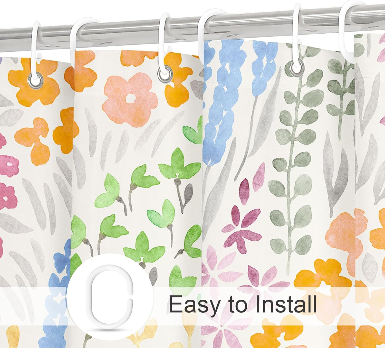 Litabel Cute Colorful Floral Shower Curtain Set
