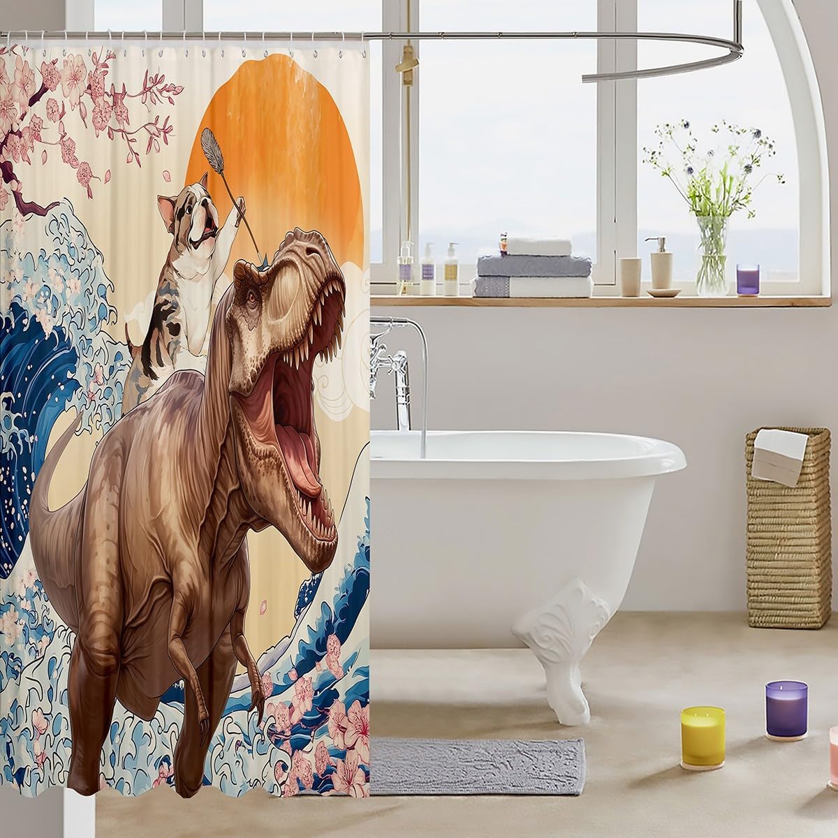 Erosebridal Kids Funny Waterproof Bath Curtain Set