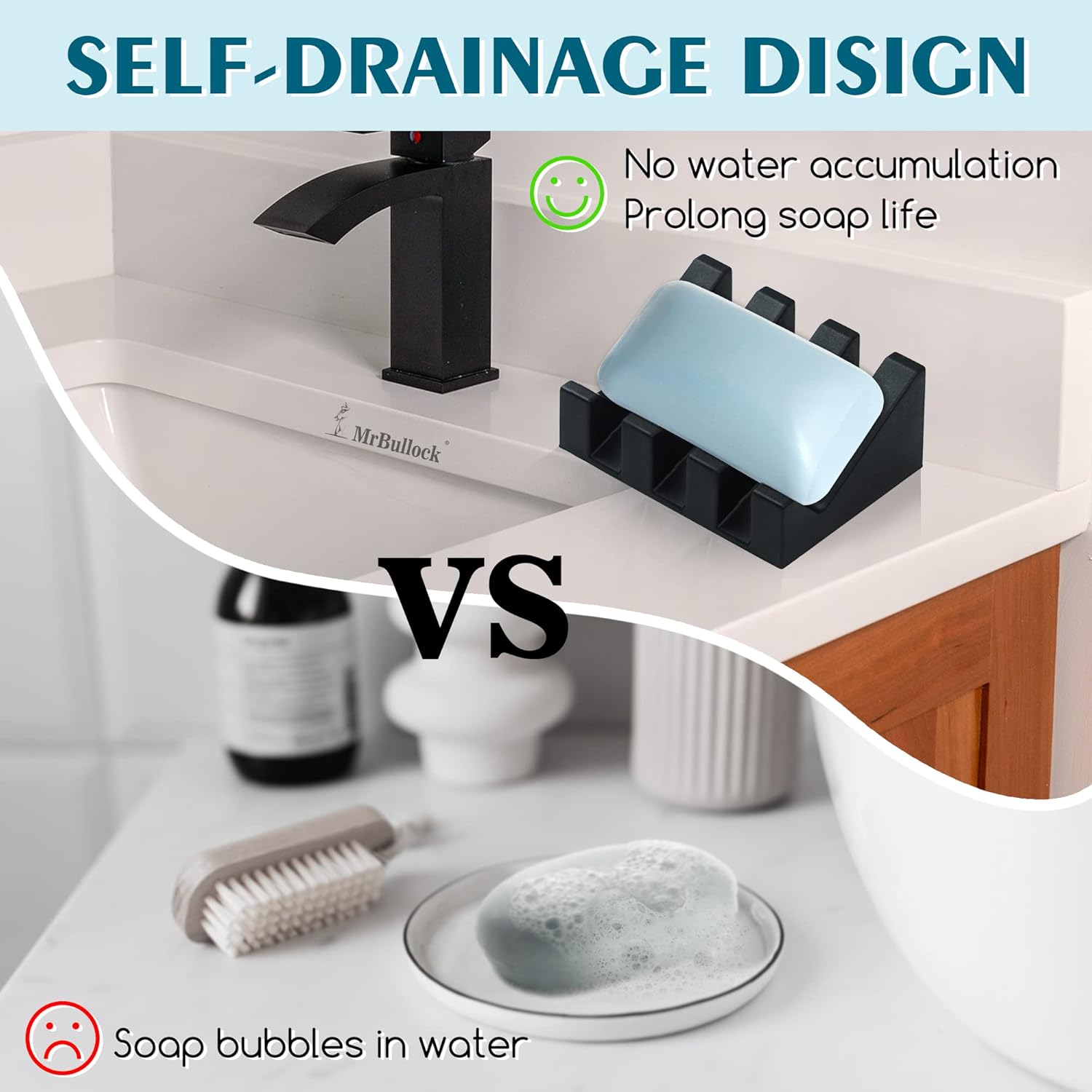 AIXIAOYA Silicone Soap Dish - Self Draining Easy Cleaning