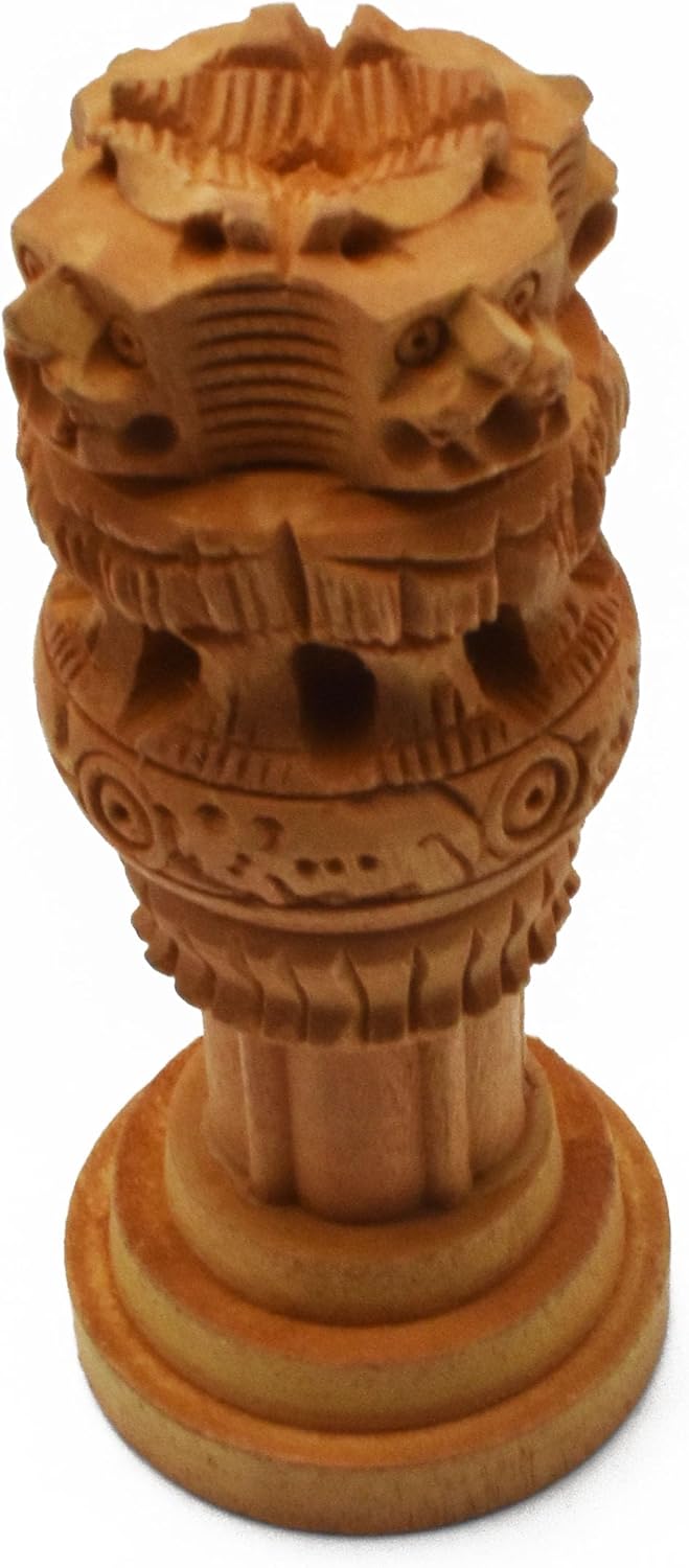 Samyuktha Wood Ashoka Stambh 9 CM Decor Showpiece 1