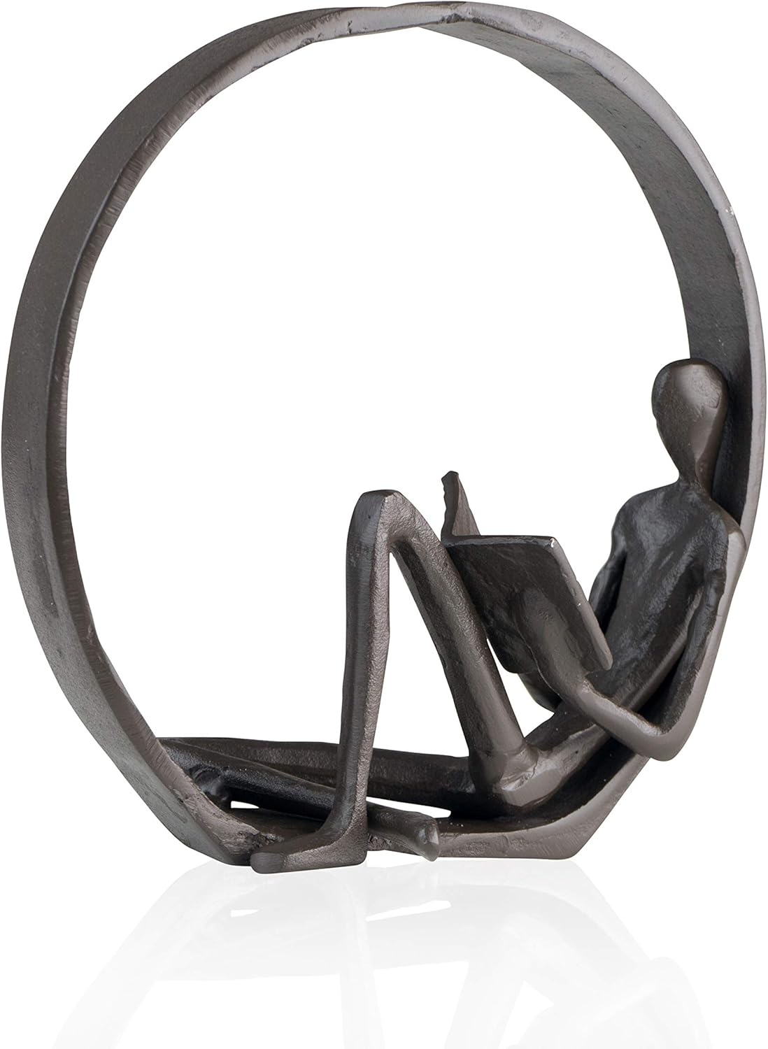 Danya B Contemporary Encircled Reader Cast Iron Sculpture Single Male