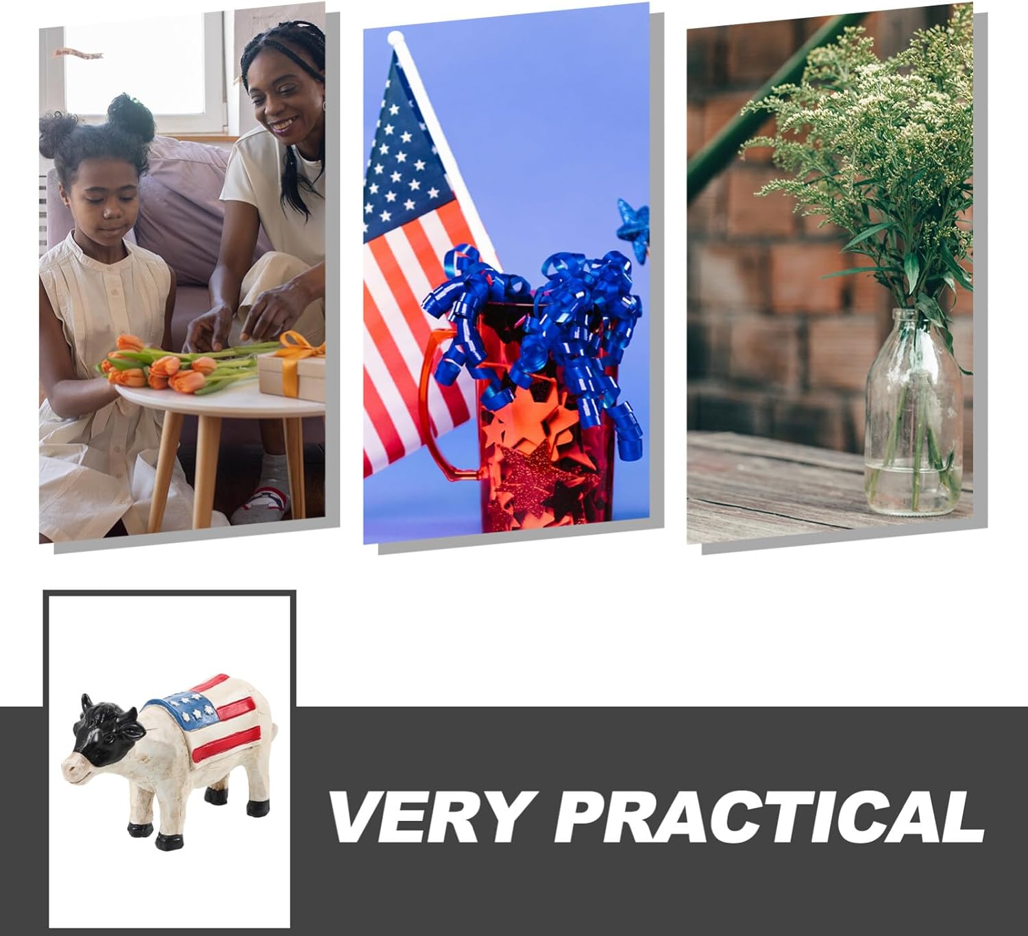 Garneck Patriotic Cow Statue 4th of July Decor