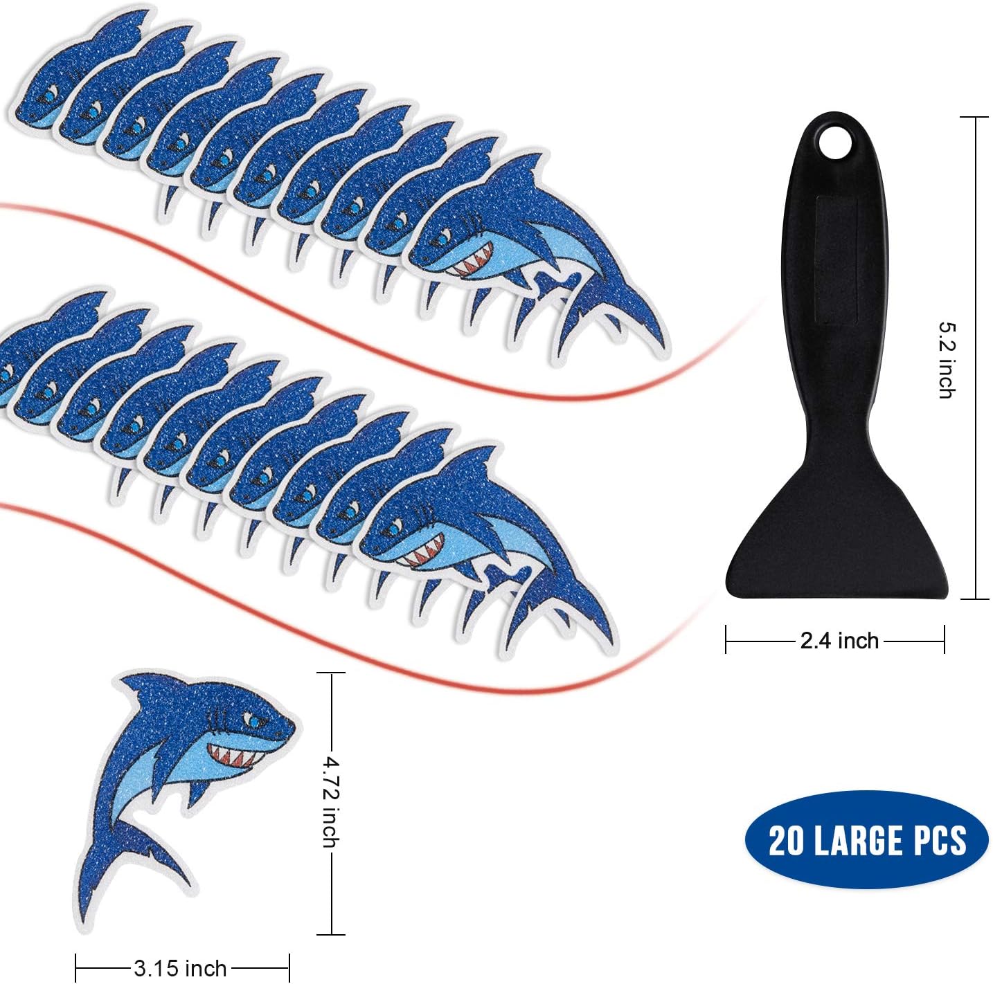 Secopad Non-Slip Shark Bathtub Stickers 20 PCS