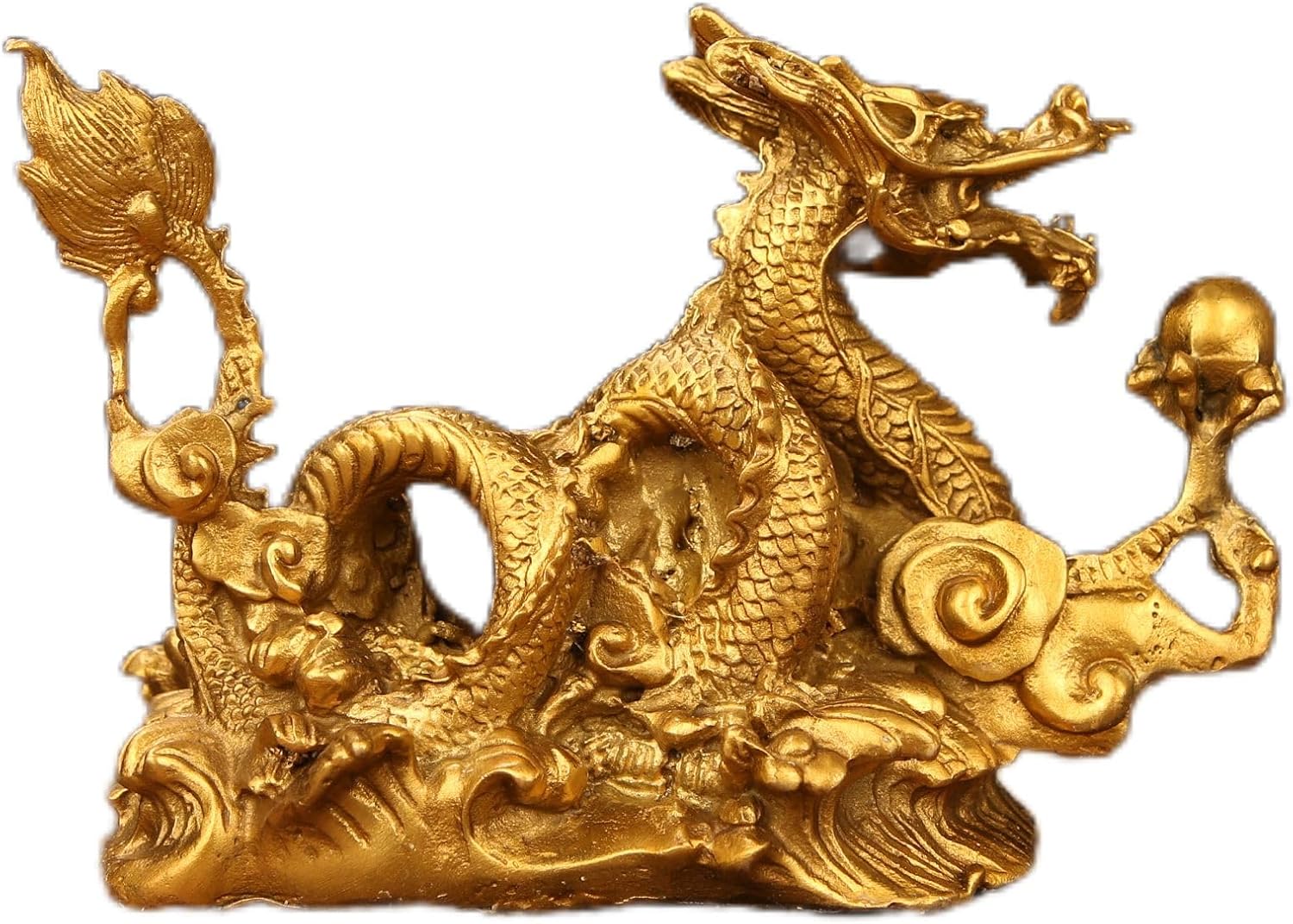 Usoway Large Pure Brass Dragon Ornament