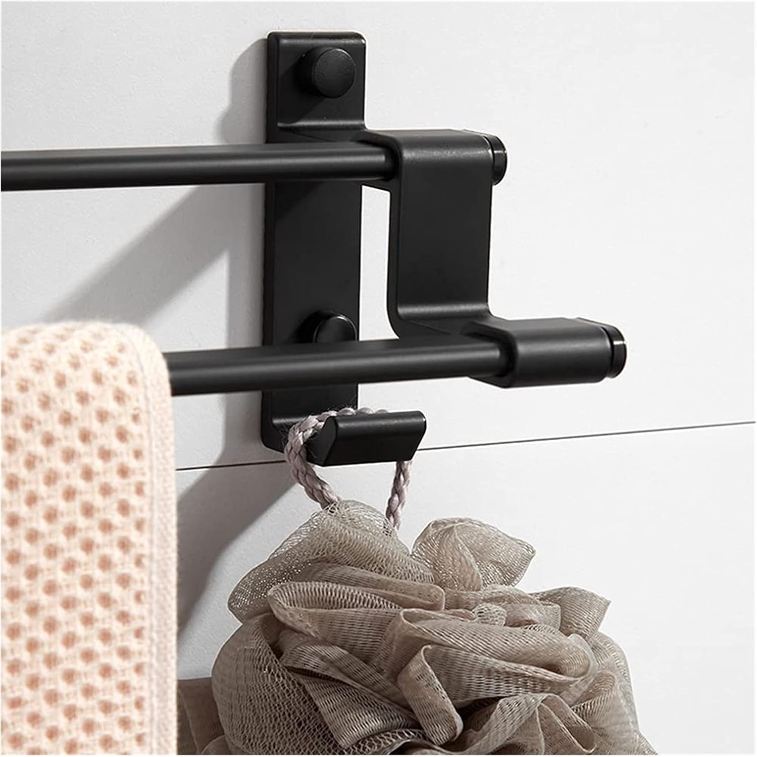 ALDEPO 3-Tier Matte Black Towel Rack Wall Mount