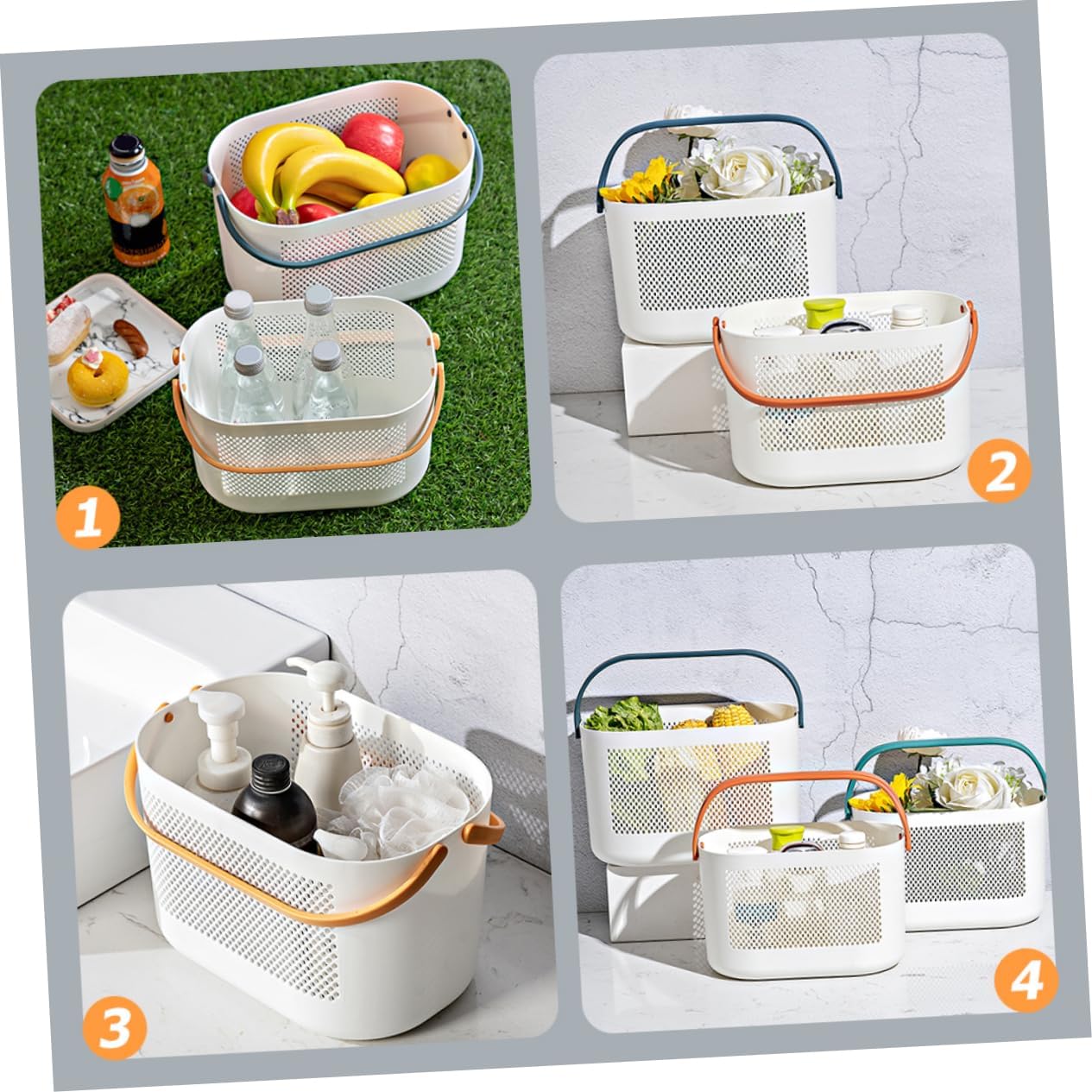 Portable Shower Storage Basket Organizer for Bathroom and Pantry