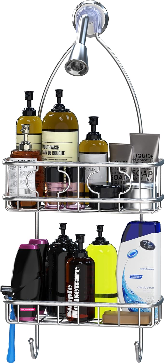 Simple Houseware Stainless Steel Shower Head Caddy Organizer