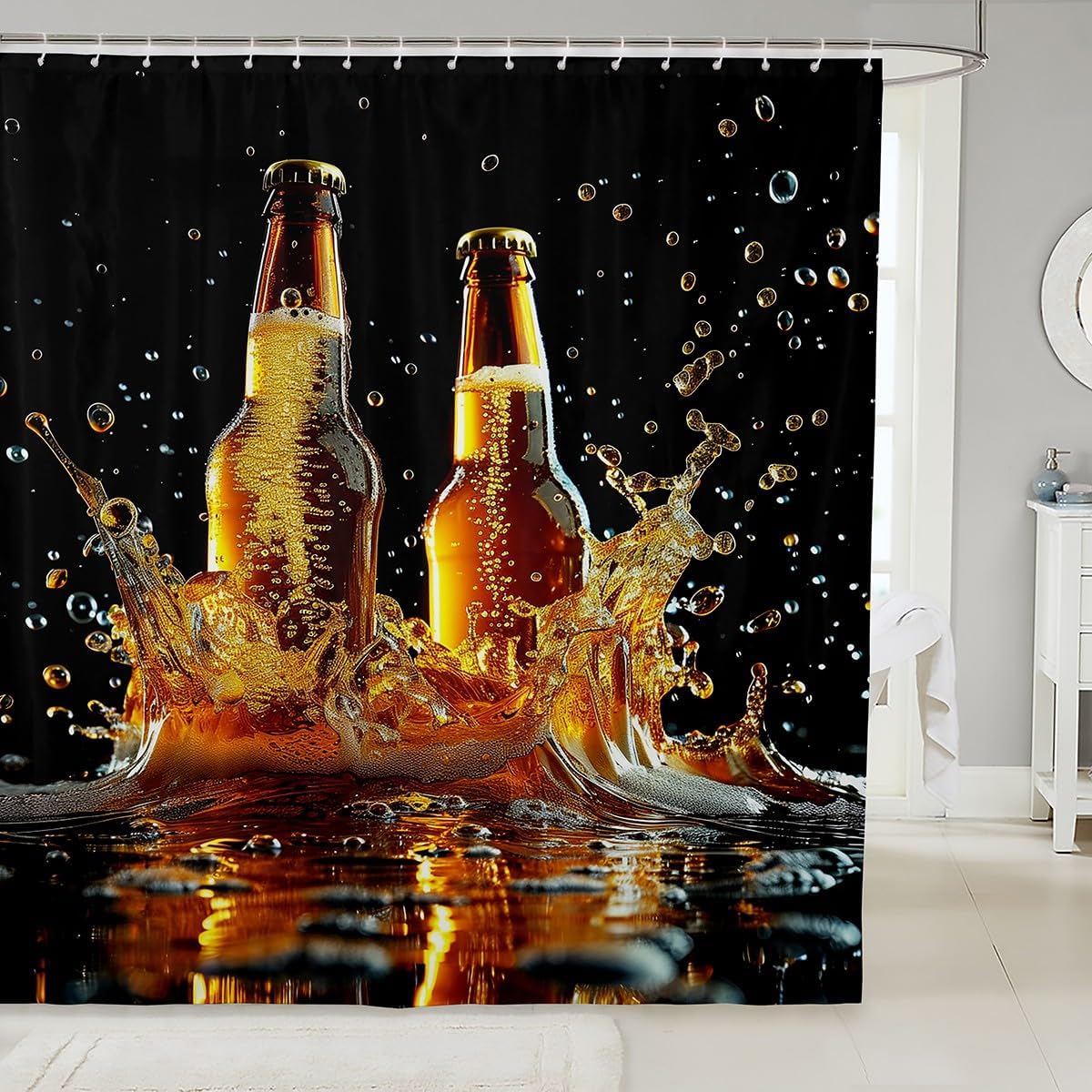 Erosebridal Beer Themed Shower Curtain Set 72x72 1
