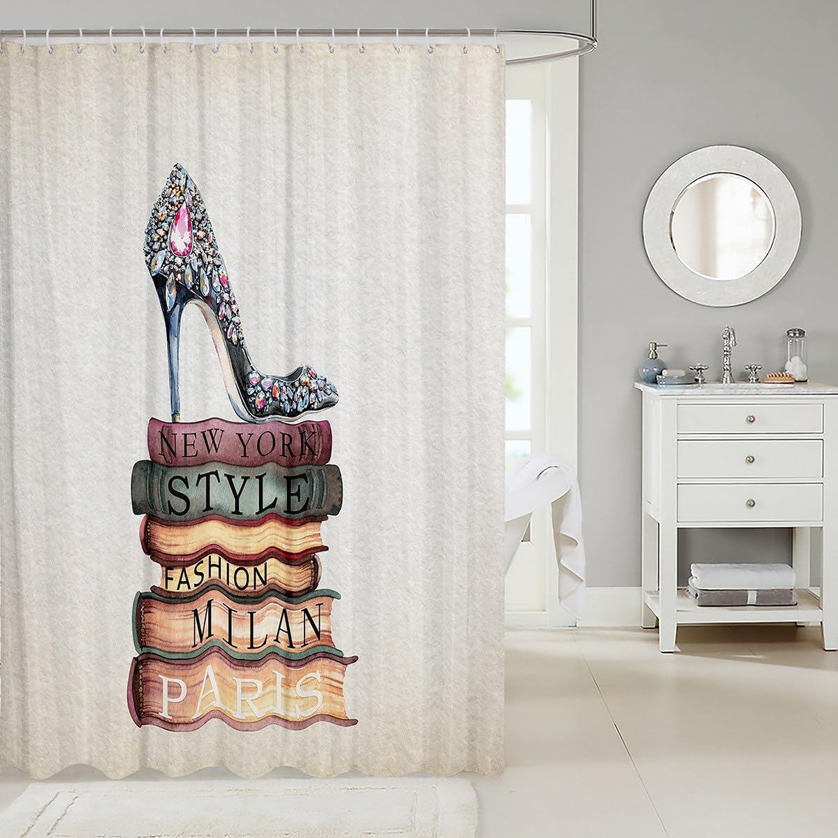 Diamond Designer Shoes Shower Curtain Set