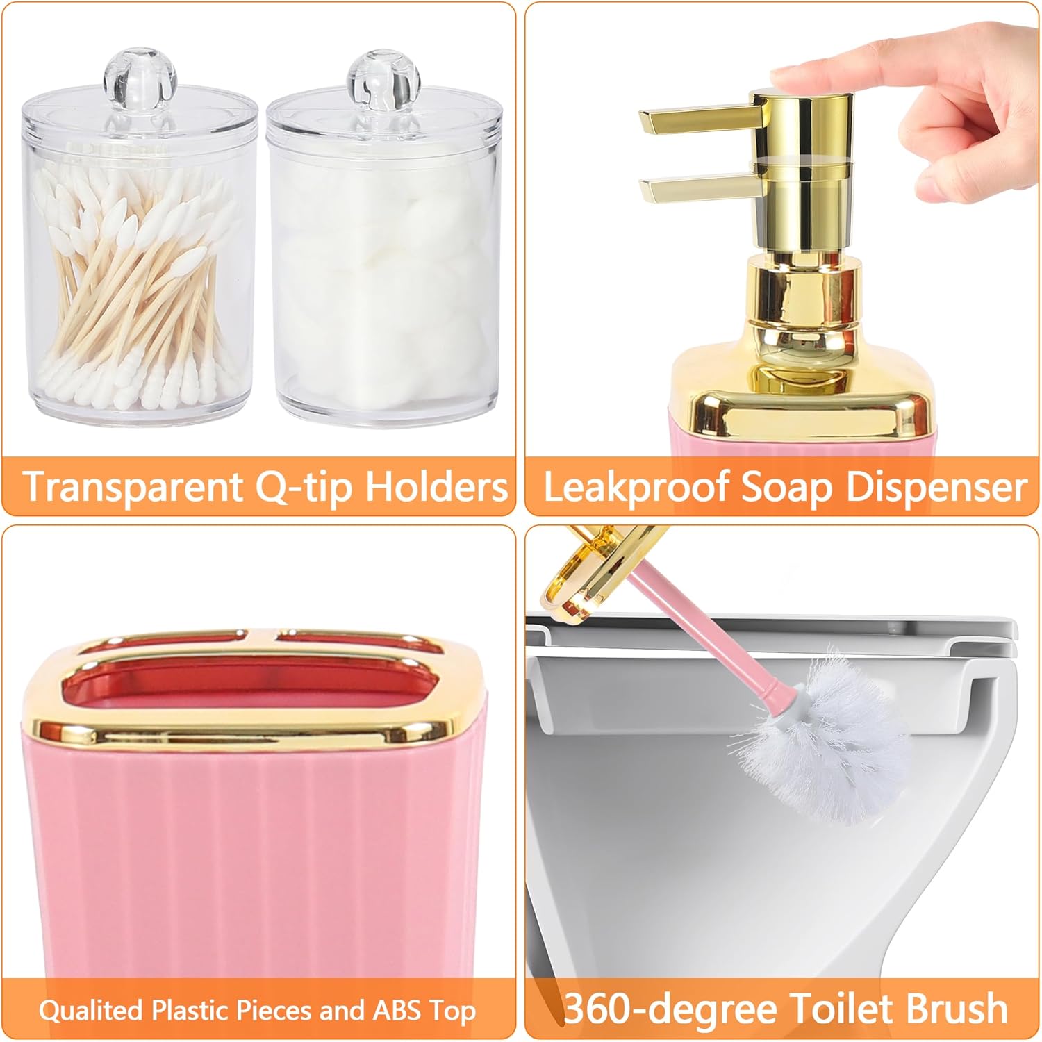 Viowil 9-Piece Pink Bathroom Accessory Set