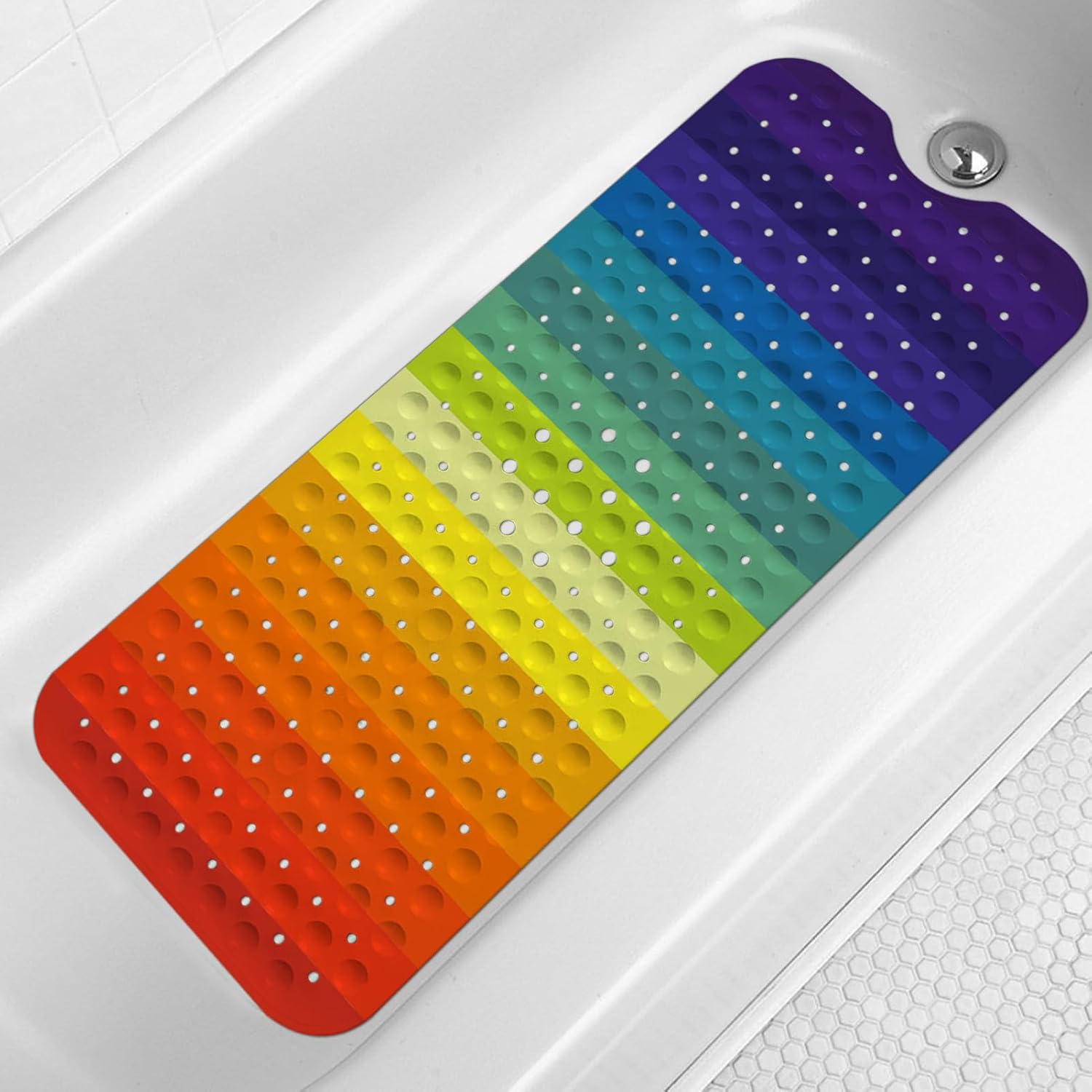 Lnond Rainbow Bathtub Mat 40 x 16 Inch Non-Slip