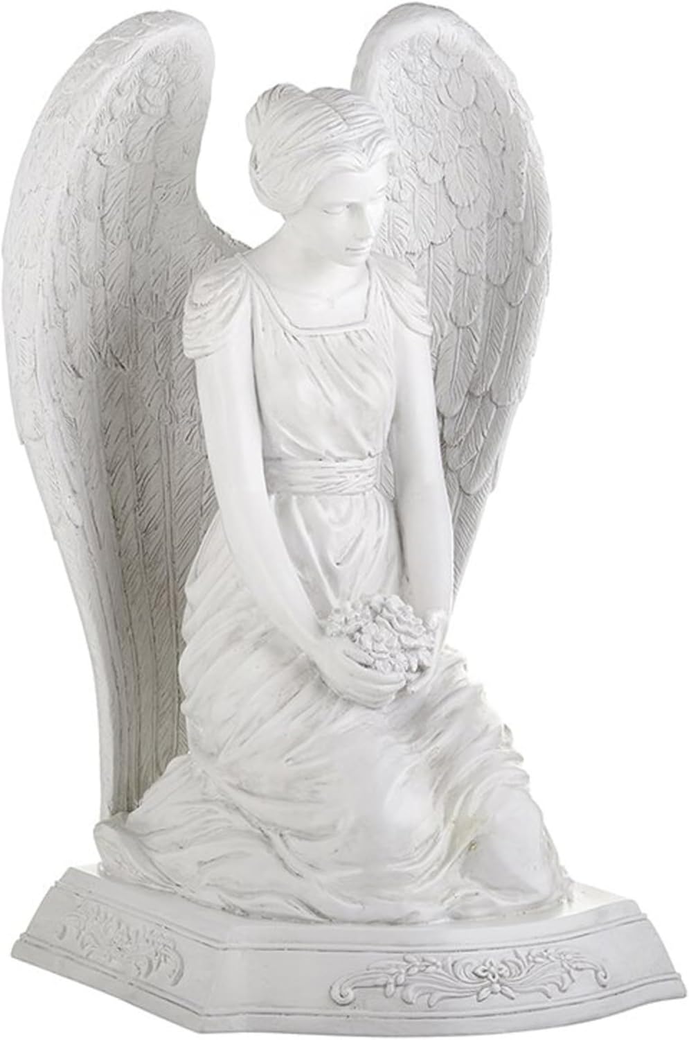 Garden Statue Kneeling Angel 20 Tall Stone-Resin Memorial