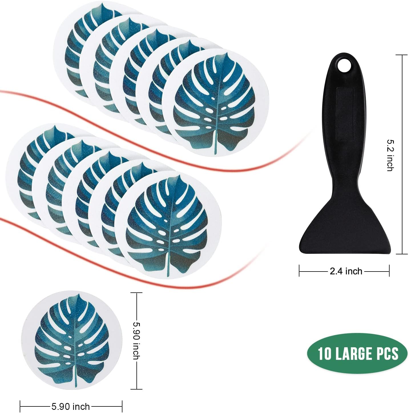 Secopad Non-Slip Bathtub Stickers 10PCS Leaf Decals
