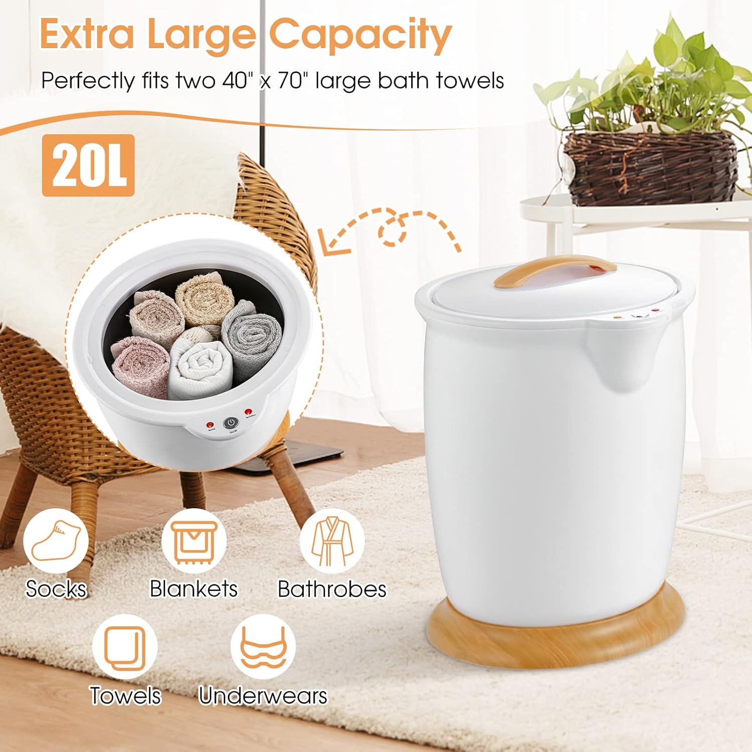 Tangkula Towel Warmer Bucket 20L Luxury with Fragrance Holder