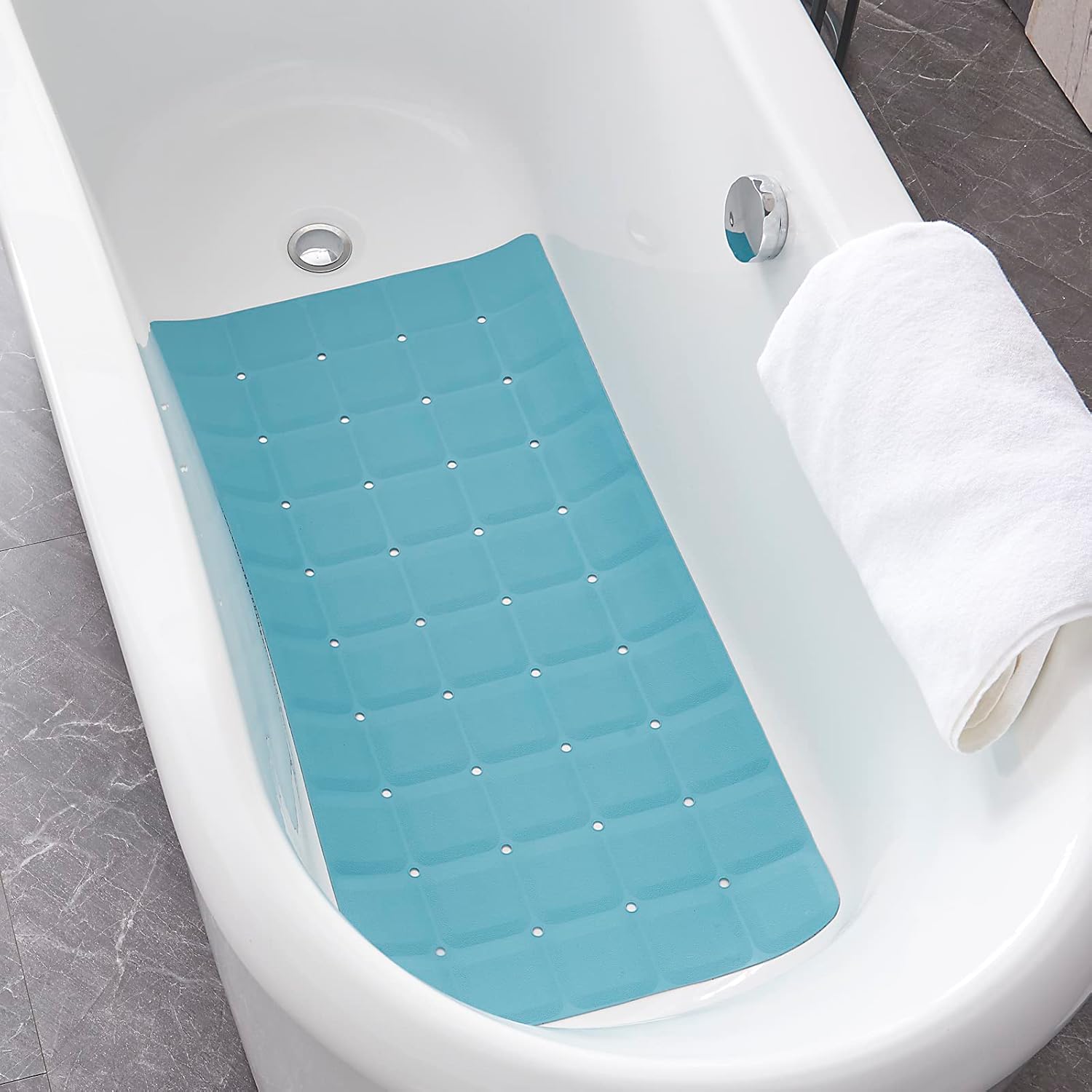 Webos Foldable Silicone Bathtub Mat - Jumbo 358 x 177 Blue