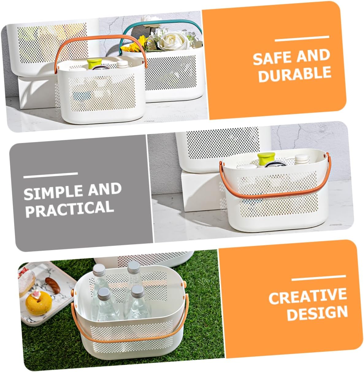 PERSELOSO Portable Plastic Shower Basket Organizer with Ventilation and Handle