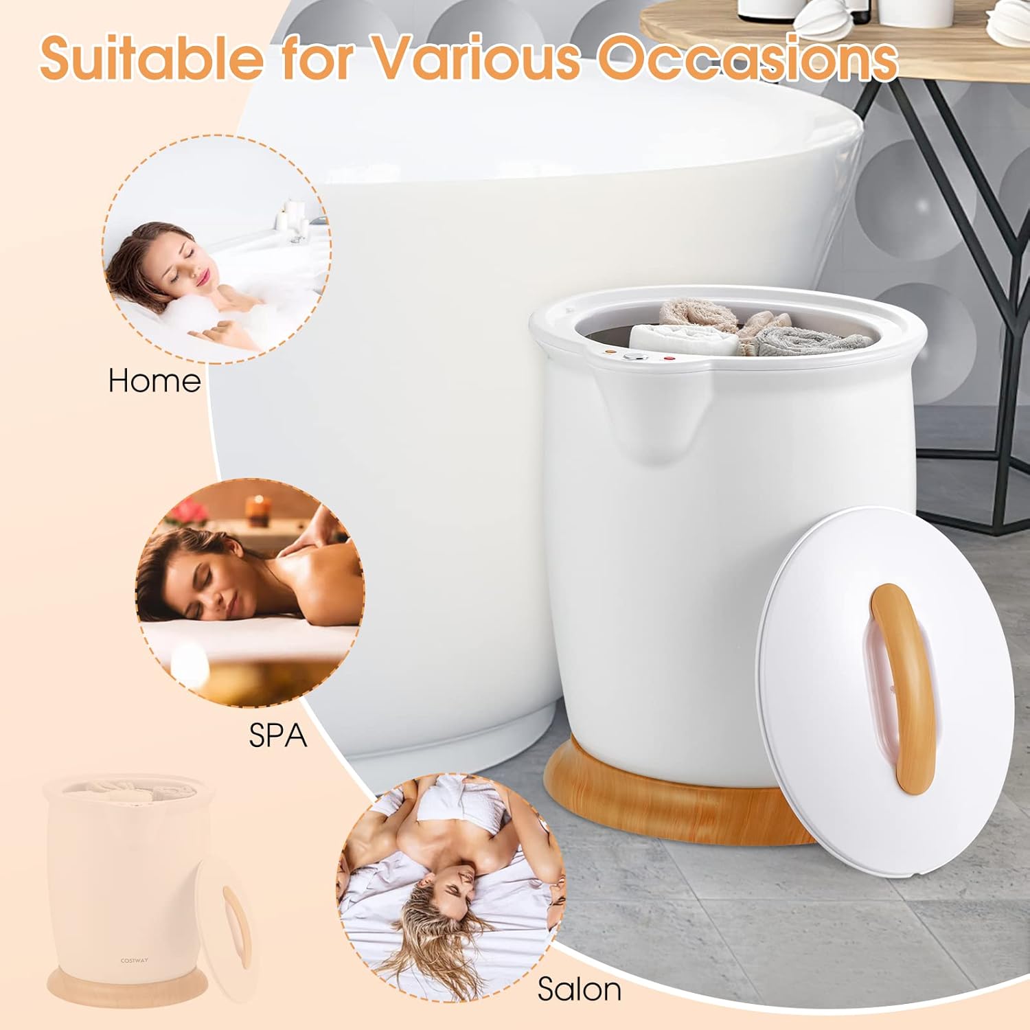 Tangkula Towel Warmer Bucket 20L Luxury with Fragrance Holder