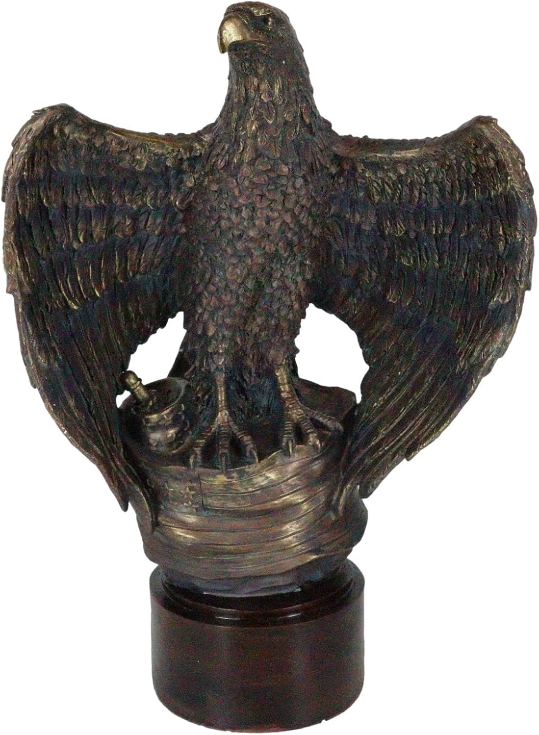 Ebros Gift Patriotic Bald Eagle Flag Statue