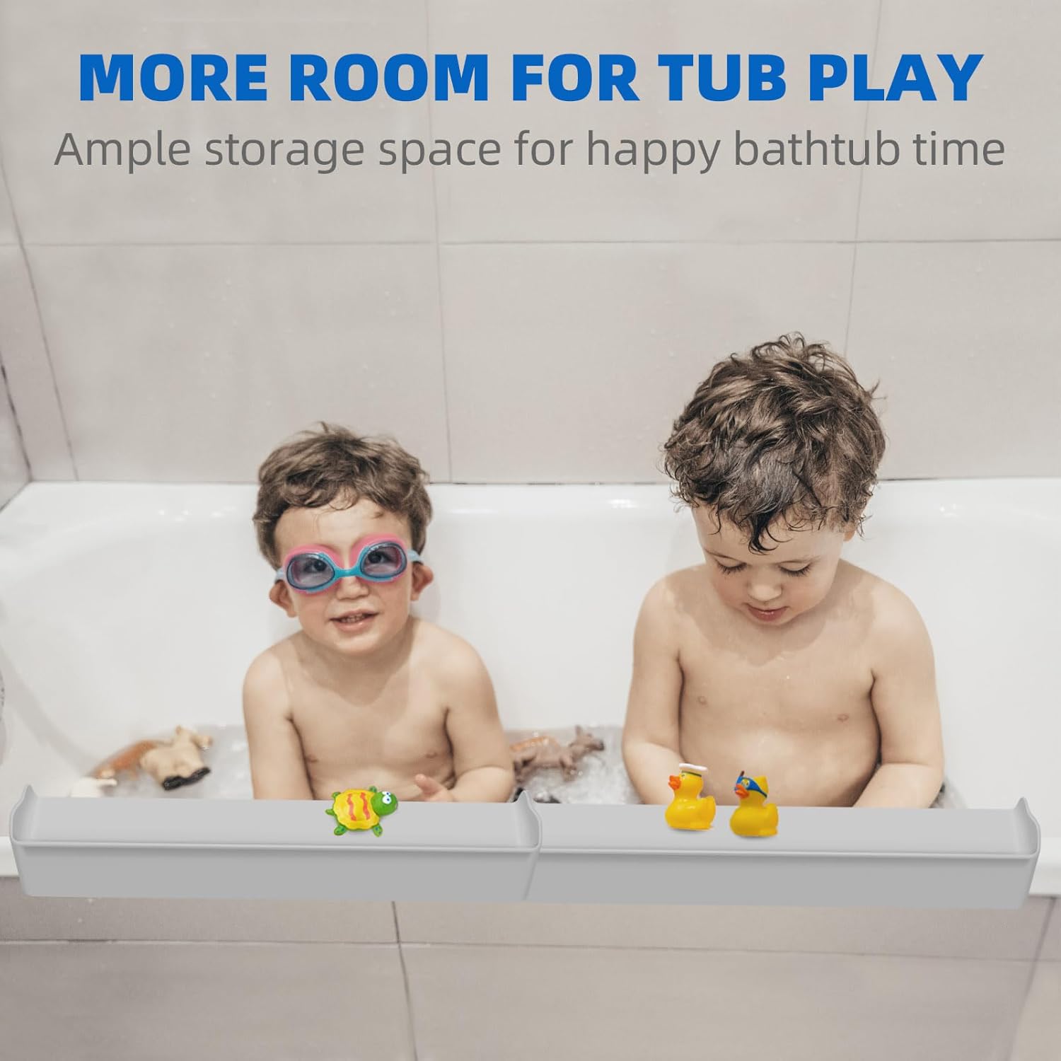 Resseor Bath Tub Splash Guard with Play Shelf and Suction Cups