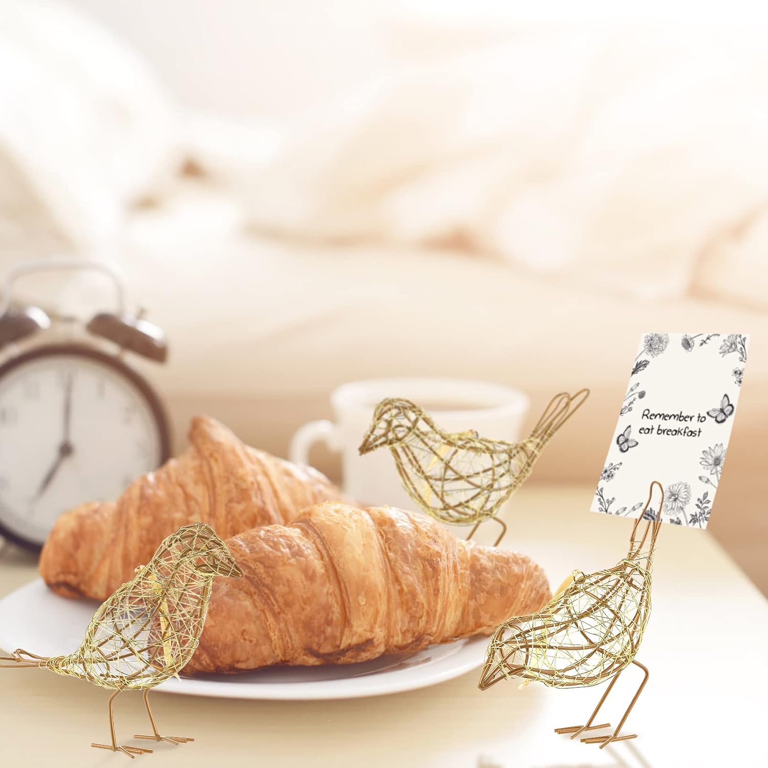 ZZZ TYLOO Gold-Wire Bird Statues Trio Decor Set