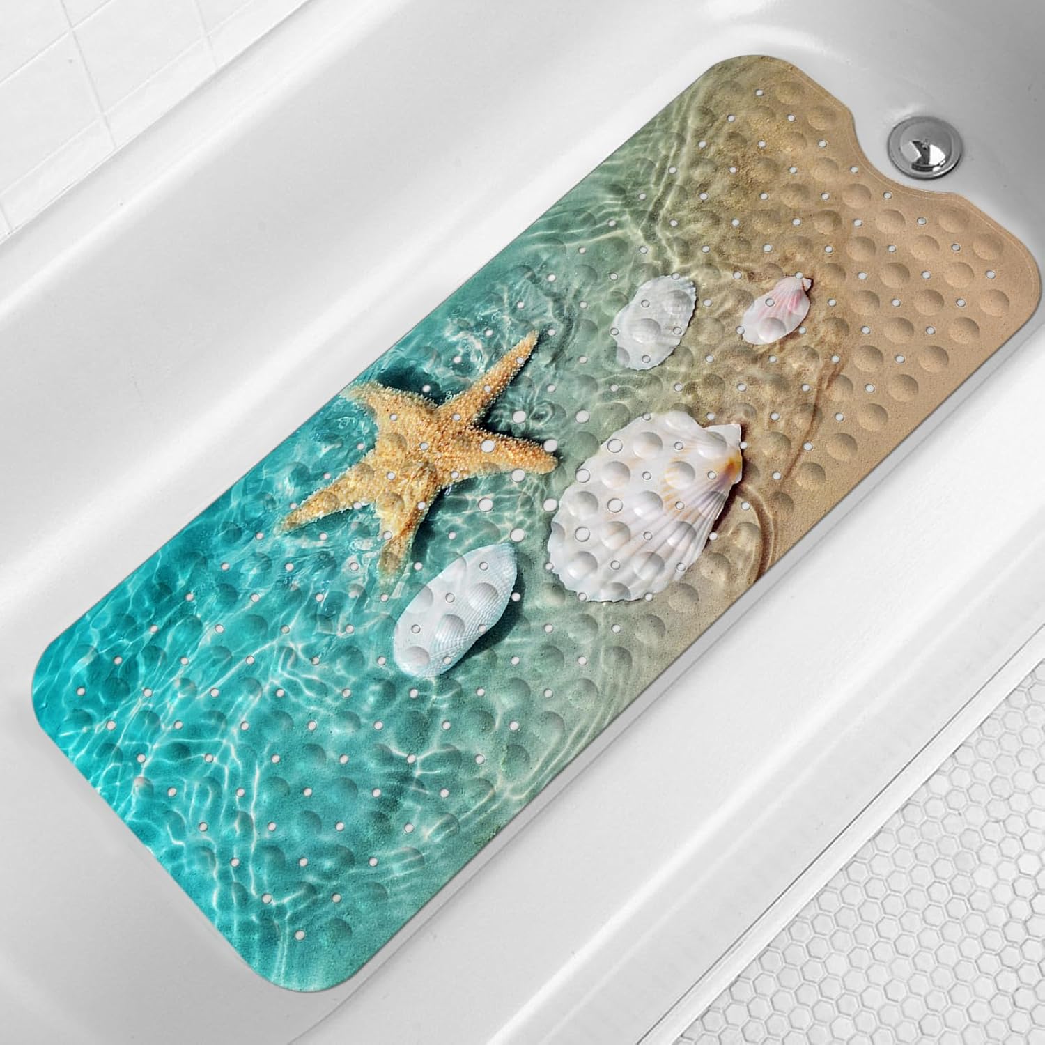 Lnond Summer Beach Bathtub Mat Non Slip 40 X 16 Inch
