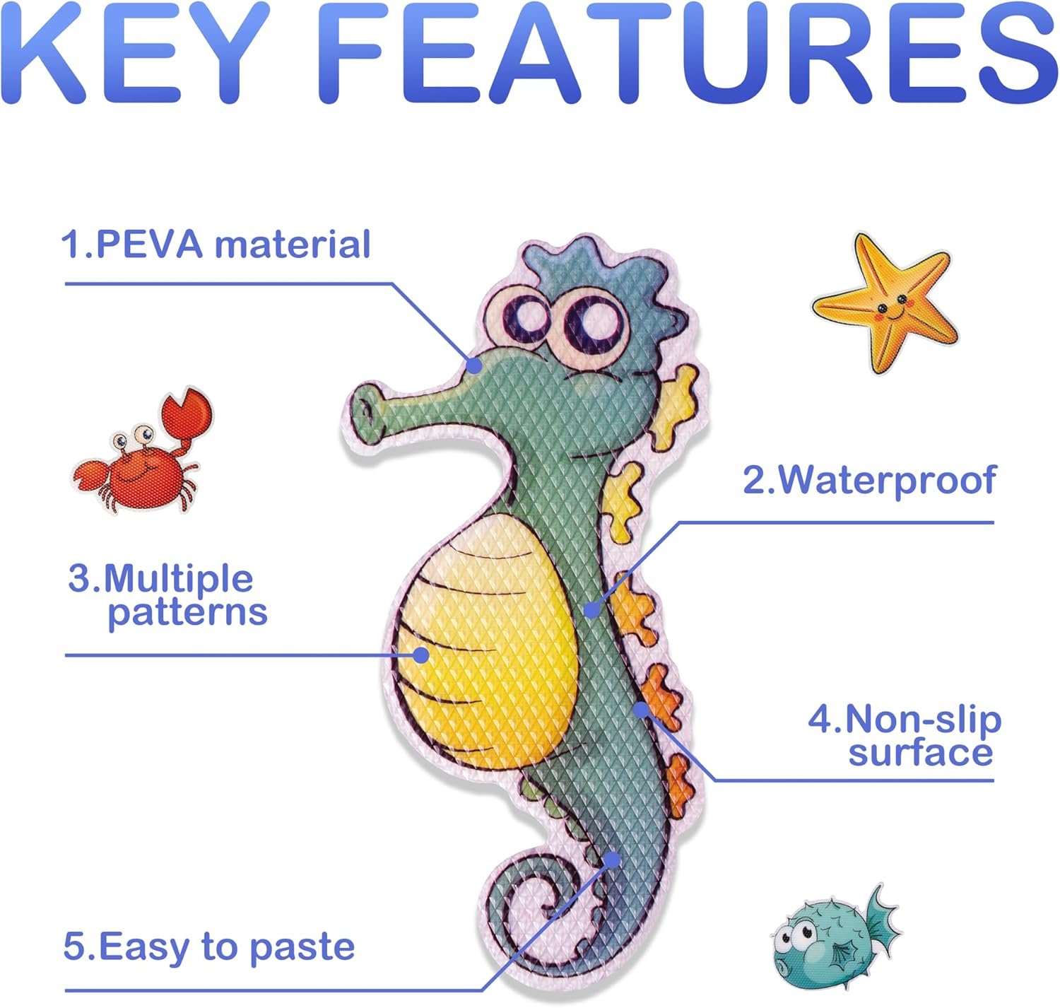 20 PCS Sea Creature Non-Slip Bathtub Stickers with Scraper