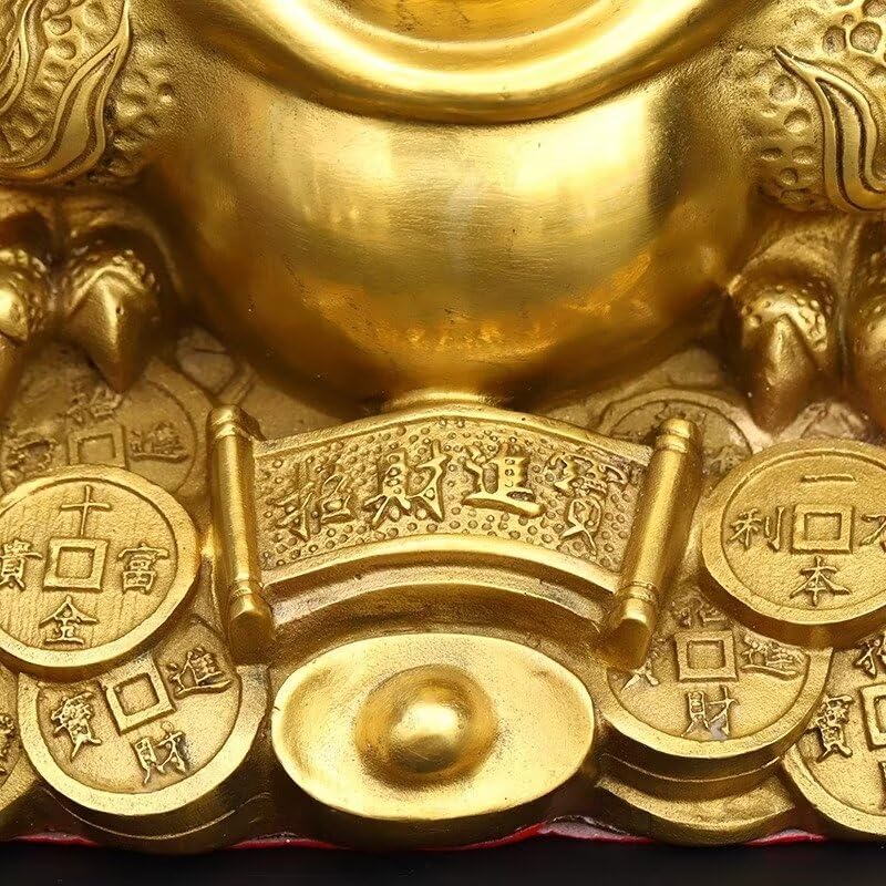 Julrybox Golden Toad Figurine Brass Wealth Statue
