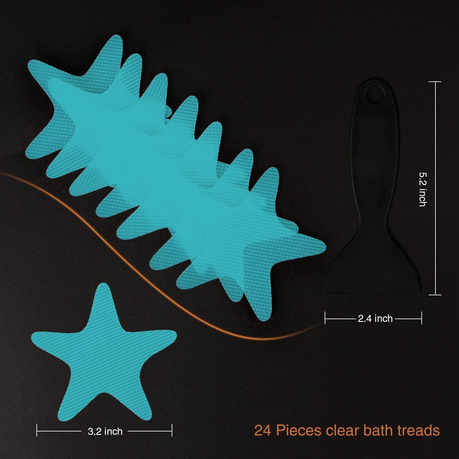 Anti-Slip Bathtub Stickers with Premium Scraper - Blue