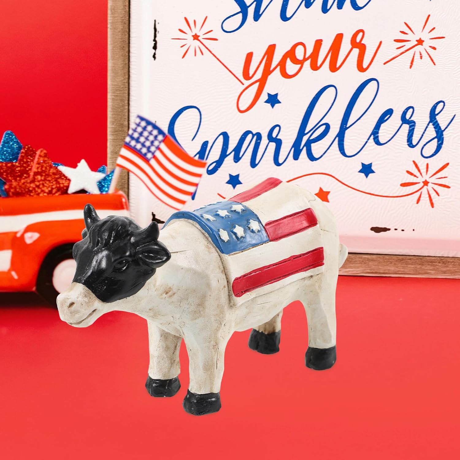 Garneck Patriotic Cow Statue 4th of July Decor