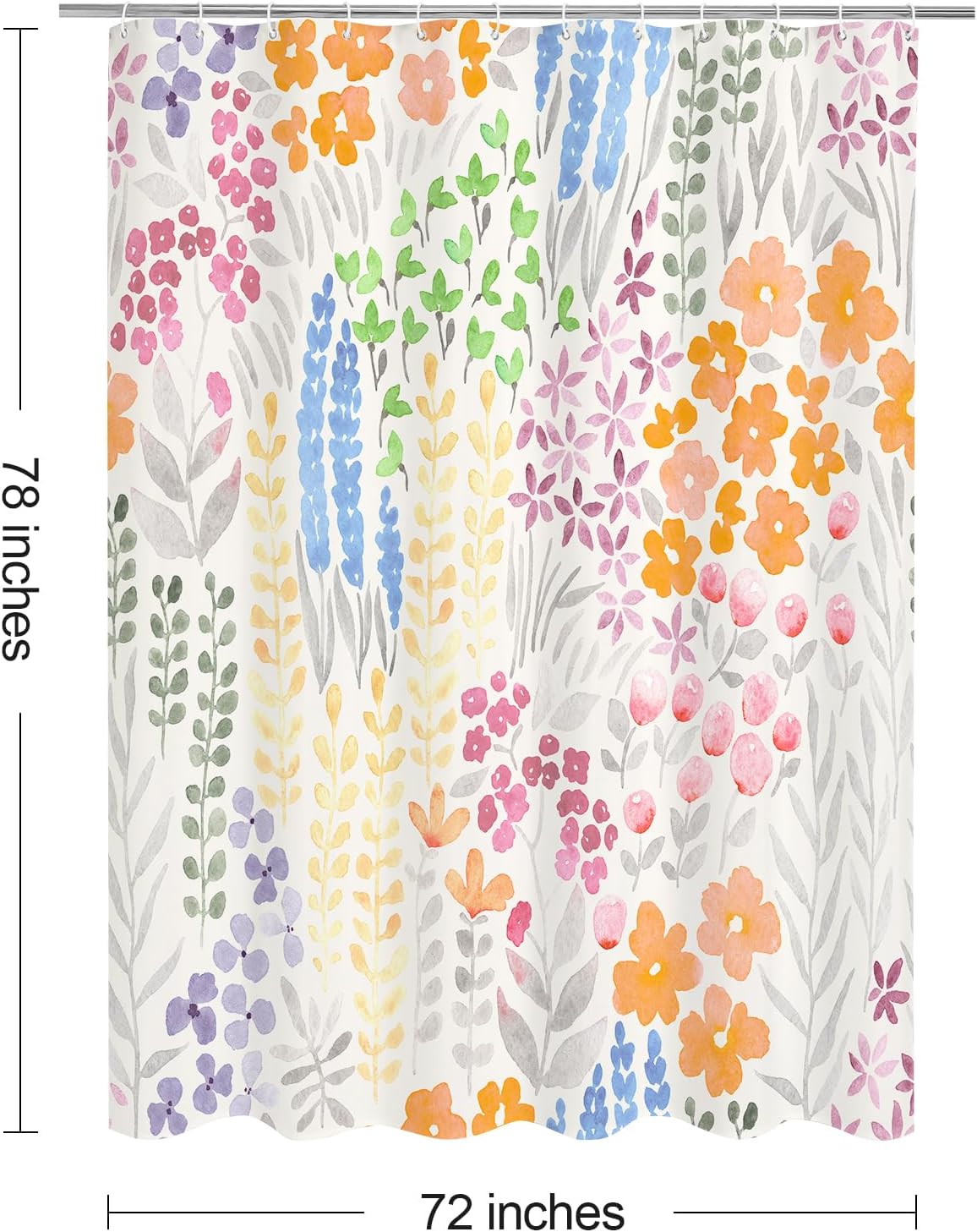 Litabel Cute Colorful Floral Shower Curtain Set