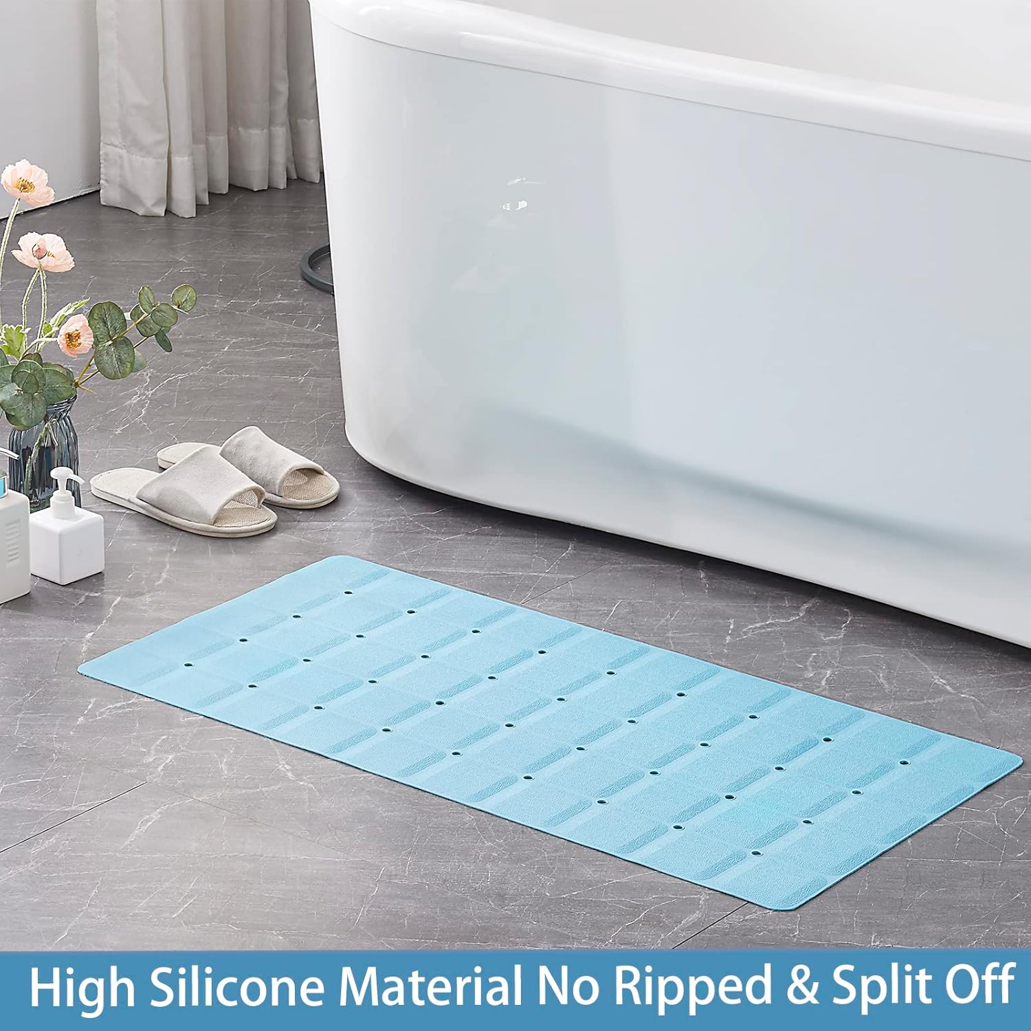 Webos Foldable Silicone Bathtub Mat - Jumbo 358 x 177 Blue