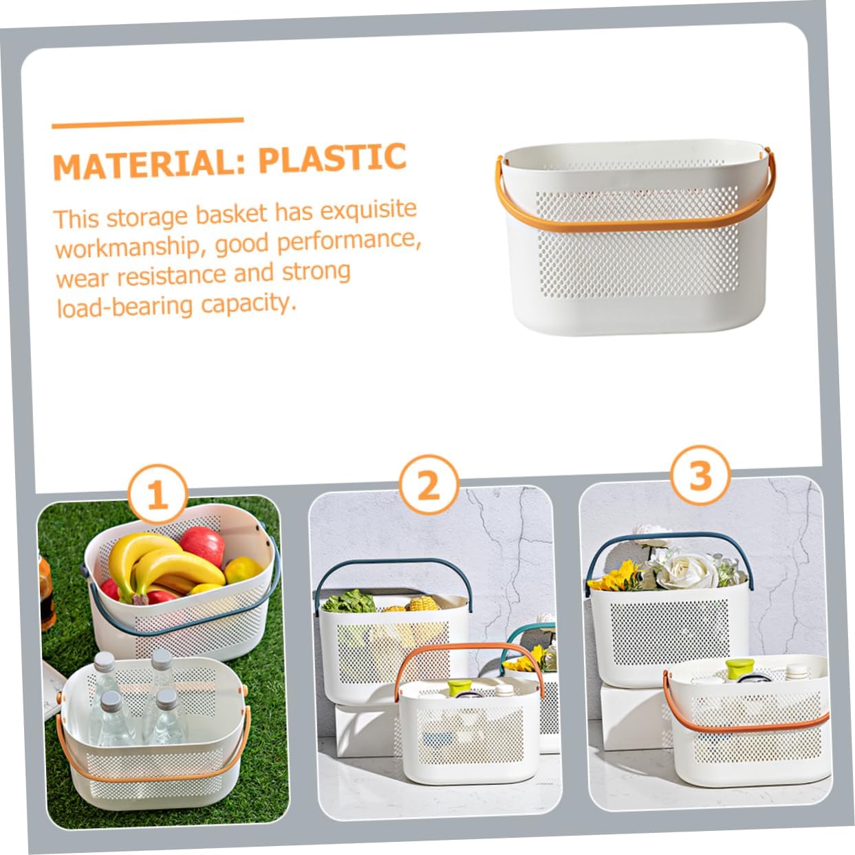 Portable Shower Storage Basket Organizer with Handles 1