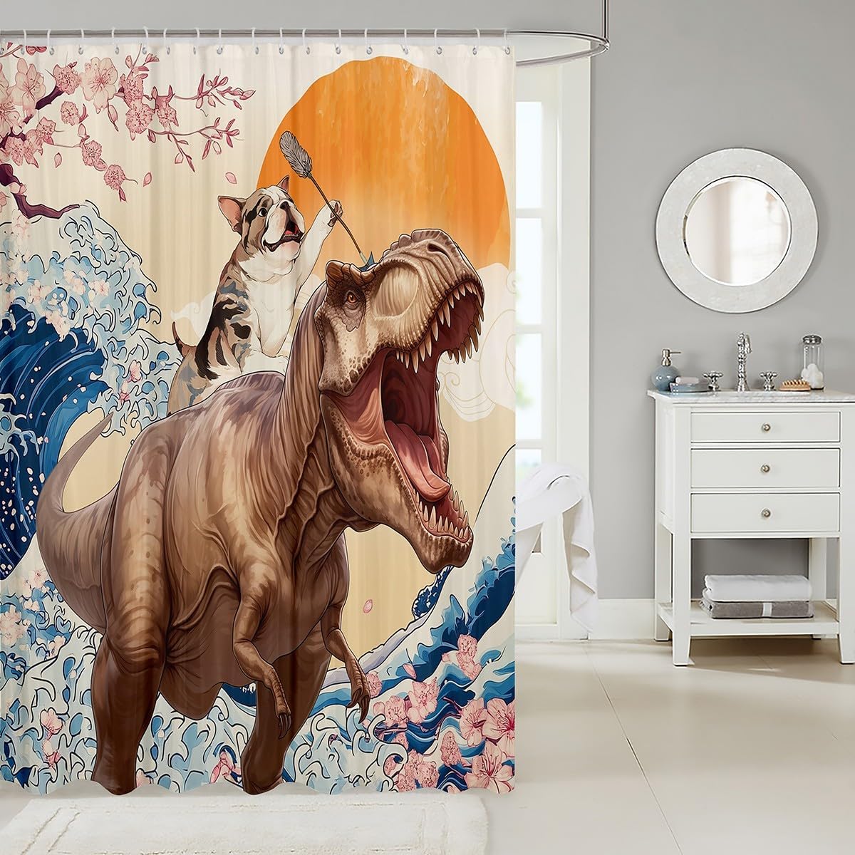 Erosebridal Kids Funny Waterproof Bath Curtain Set