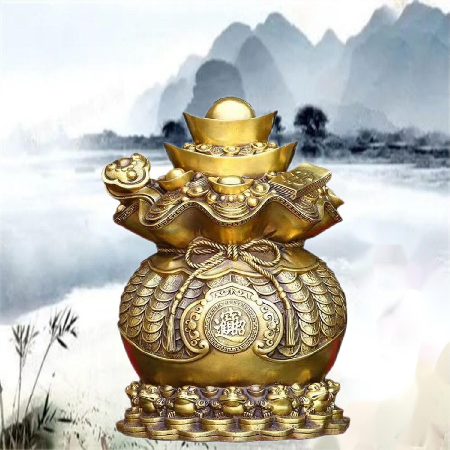 Feng Shui Golden Treasure Basin Figurine for Wealth and Prosperity