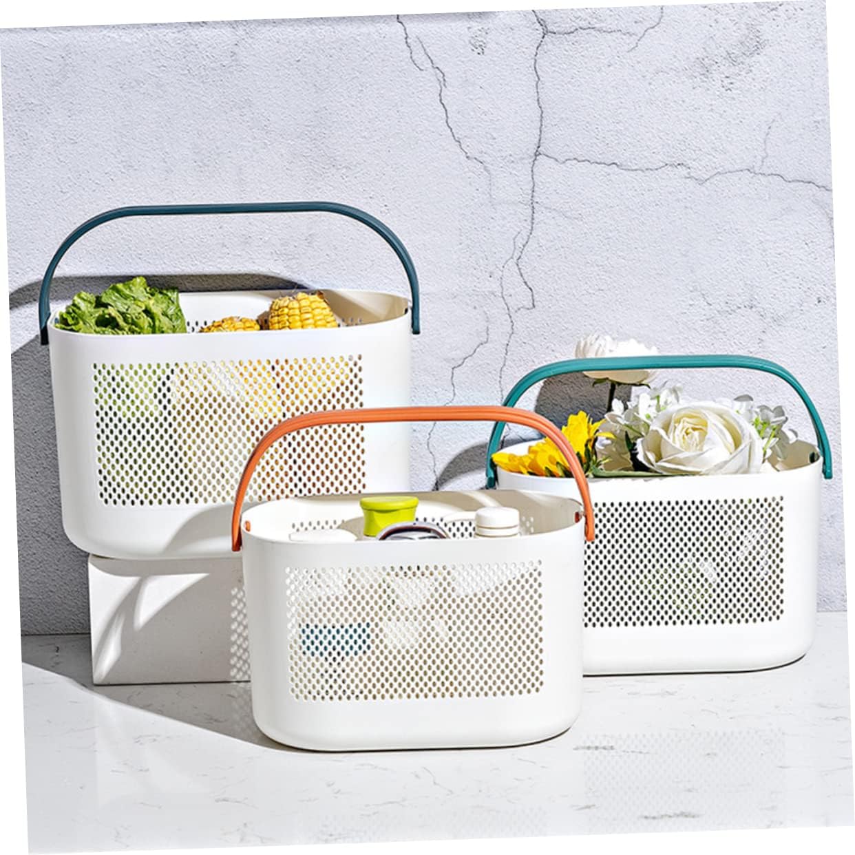 Portable Shower Storage Basket Organizer with Handles 1
