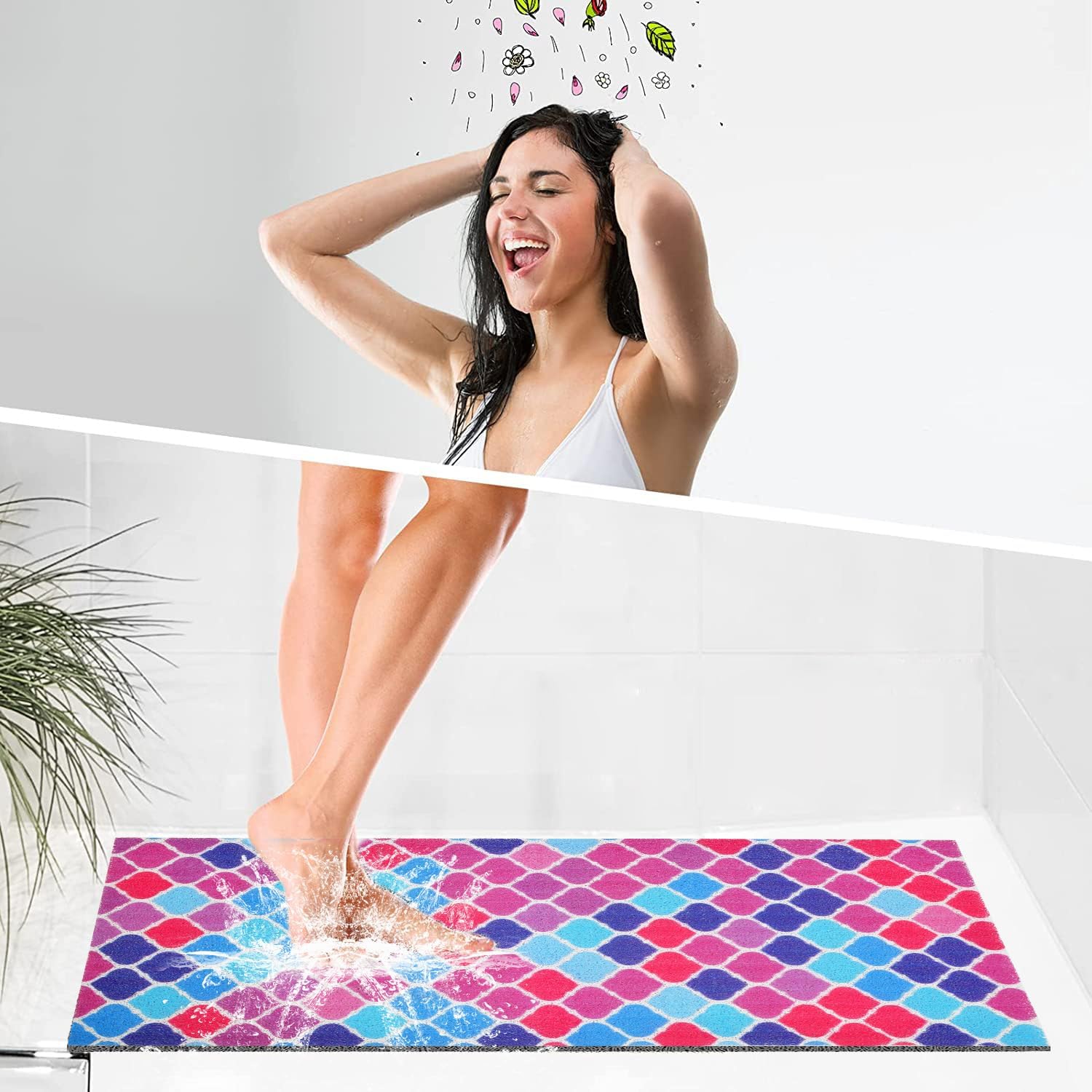 Non-Slip Bathtub Mat with Drainage Holes 15736 Inch