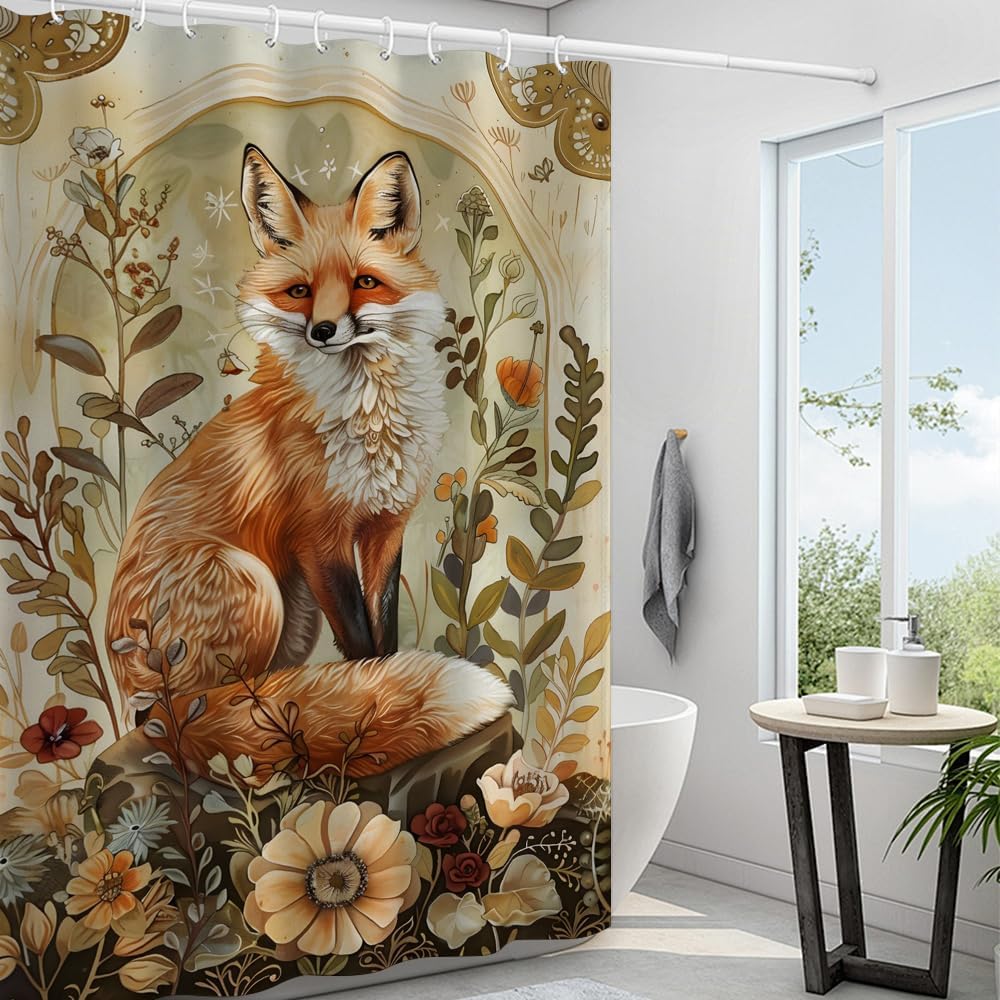 Reateforin Kids Woodland Animal Shower Curtain Set