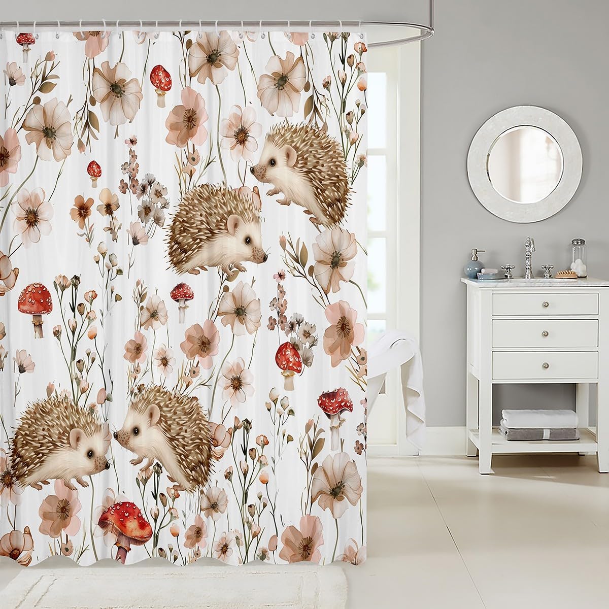 Erosebridal Kids Hedgehog Shower Curtain Set