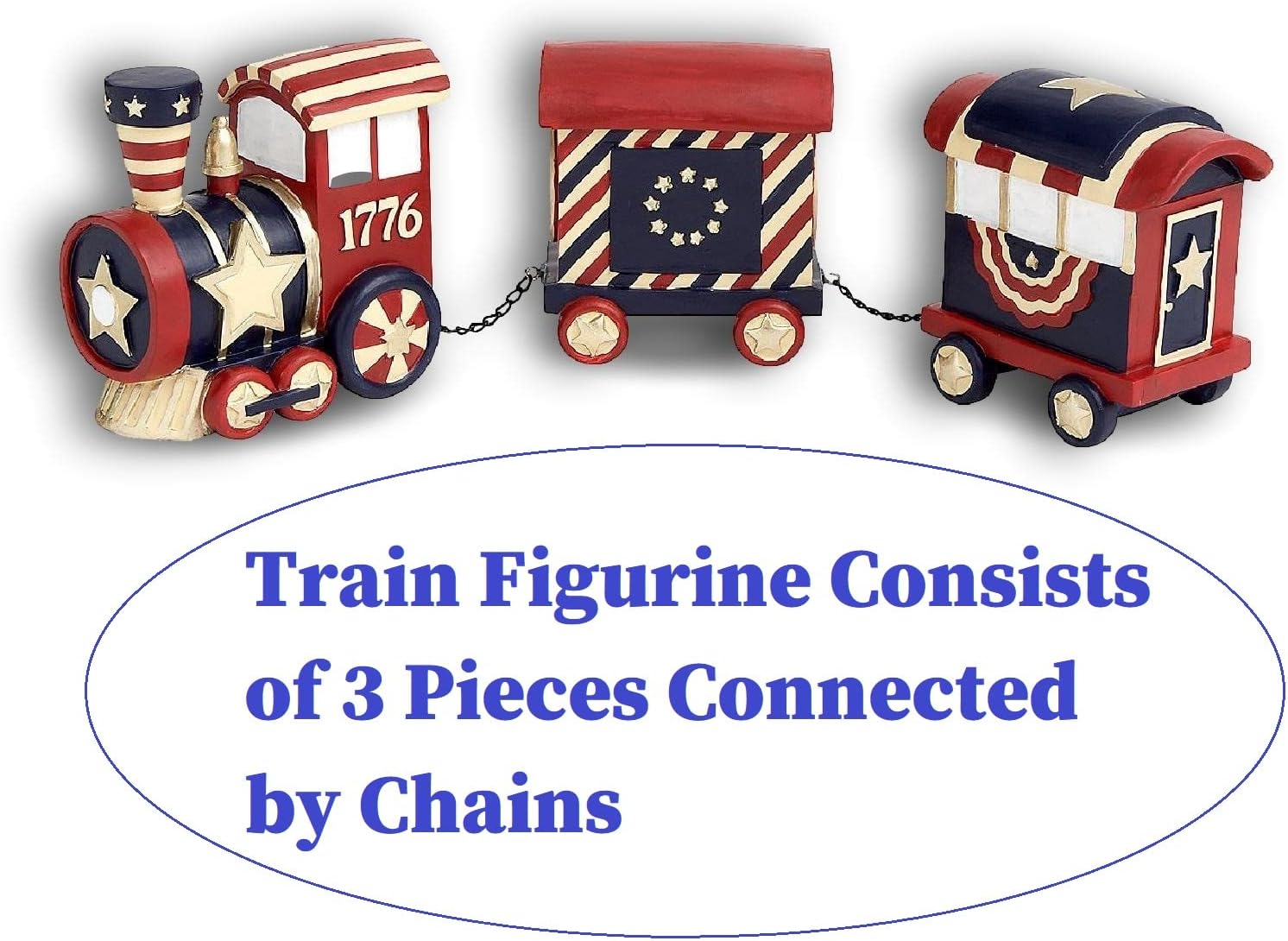 Rustic Americana 1776 Train Figurine 4th of July Decoration