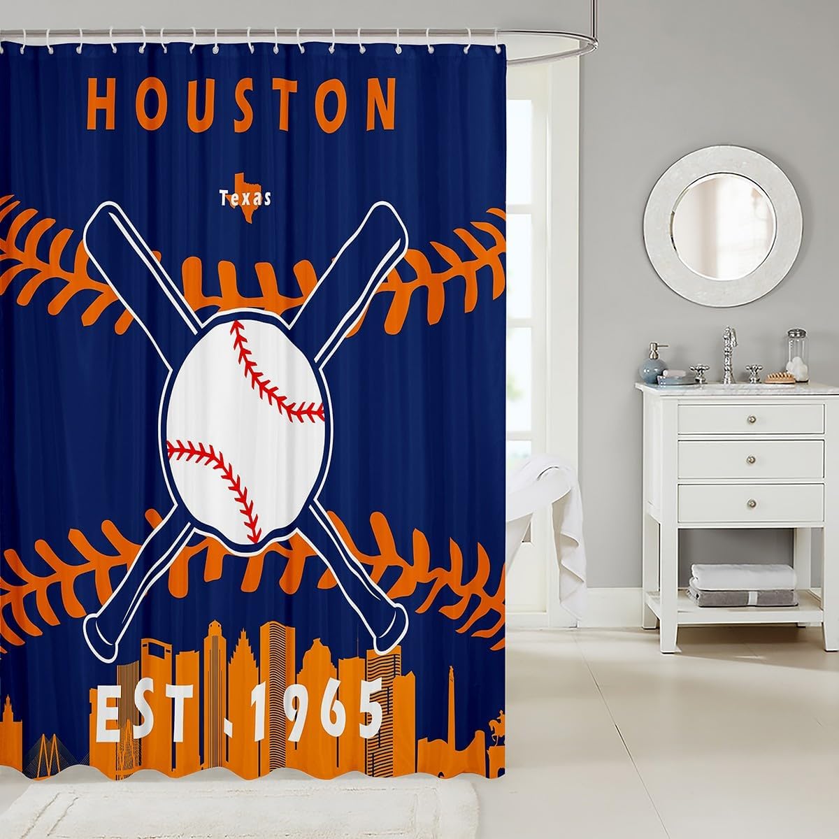 Erosebridal Kids Baseball Shower Curtain 72x72 inch