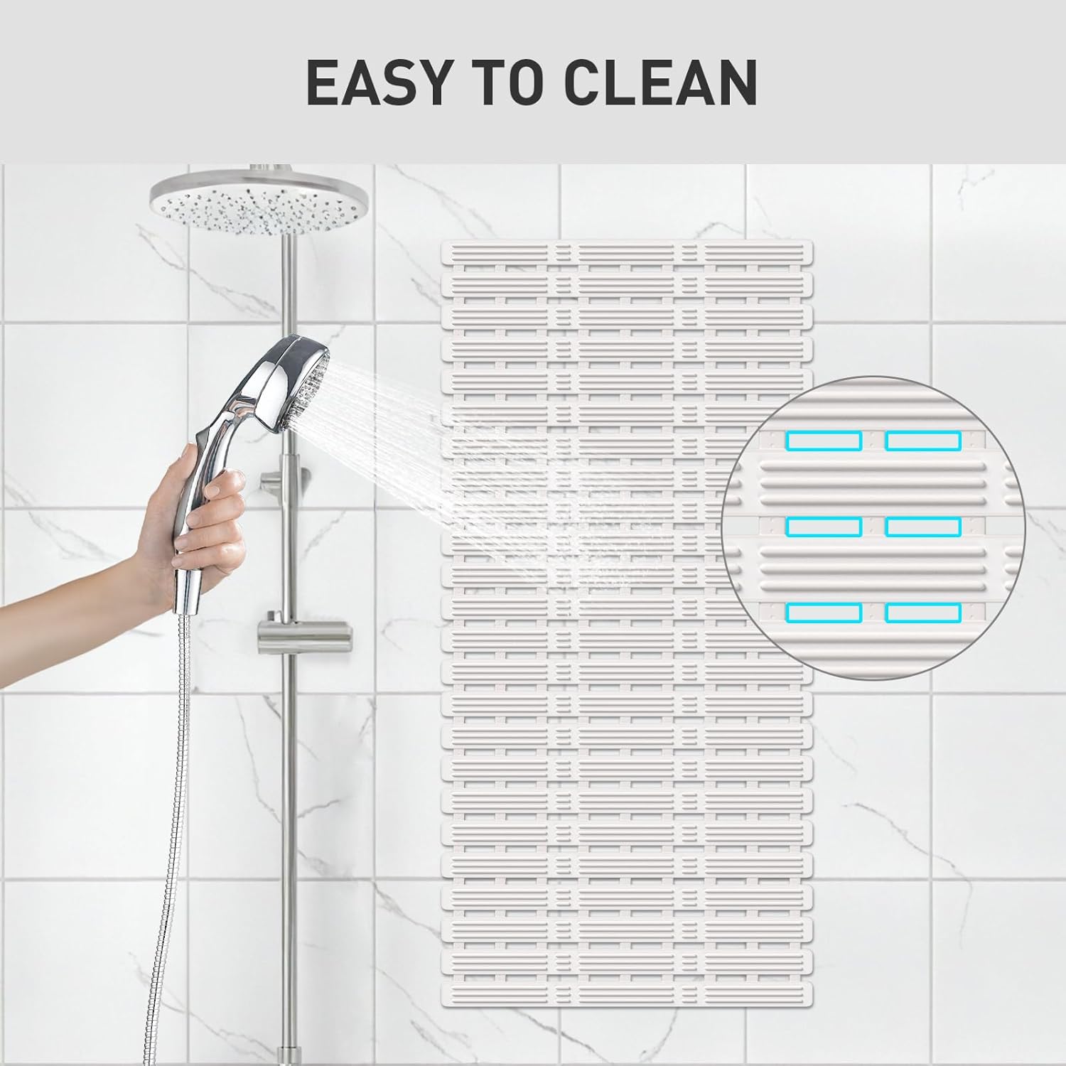 XIYUNTE Non Slip Shower Mat - 36x16 inches Cream White
