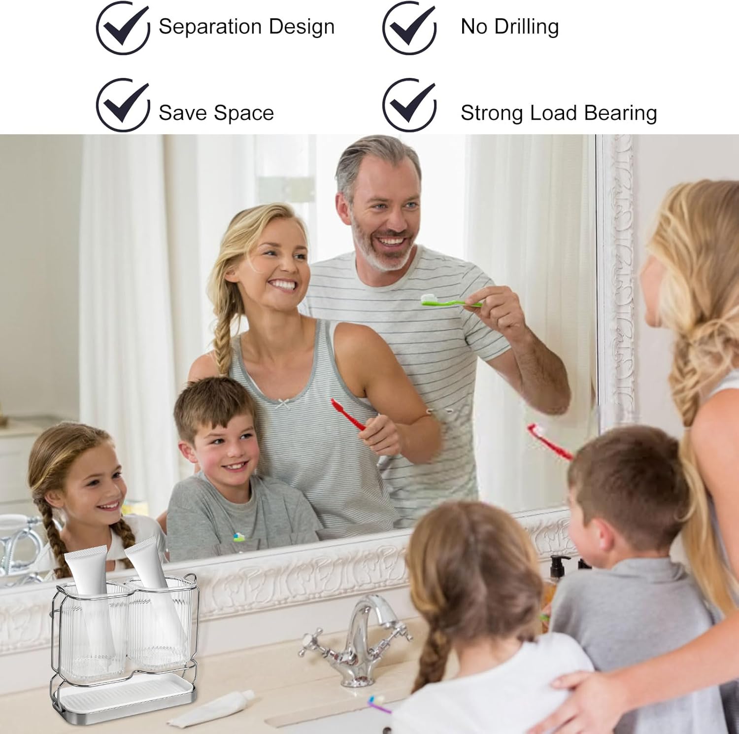HDFCLUP White Toothbrush Holder with Drain Tray