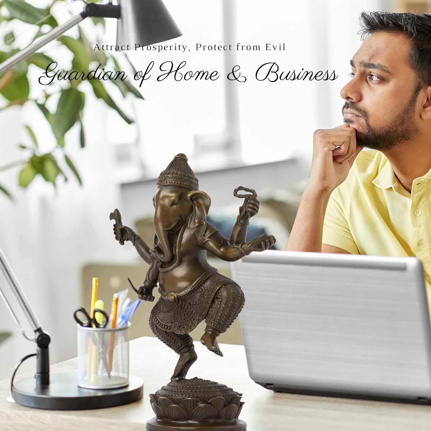 76-Inch Solid Bronze Ganesha Statue with Lotus Base