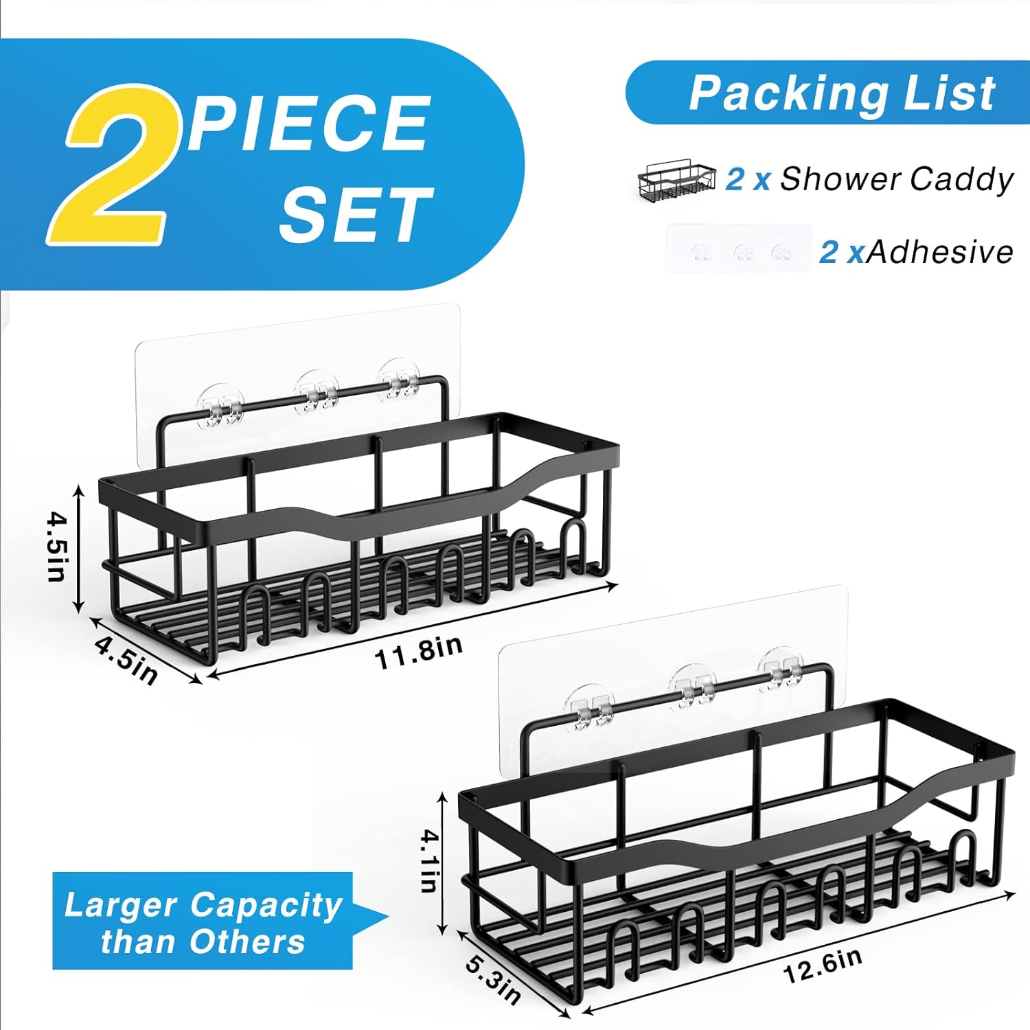 EUDELE 2 Pack Shower Caddy Organizer No Drilling