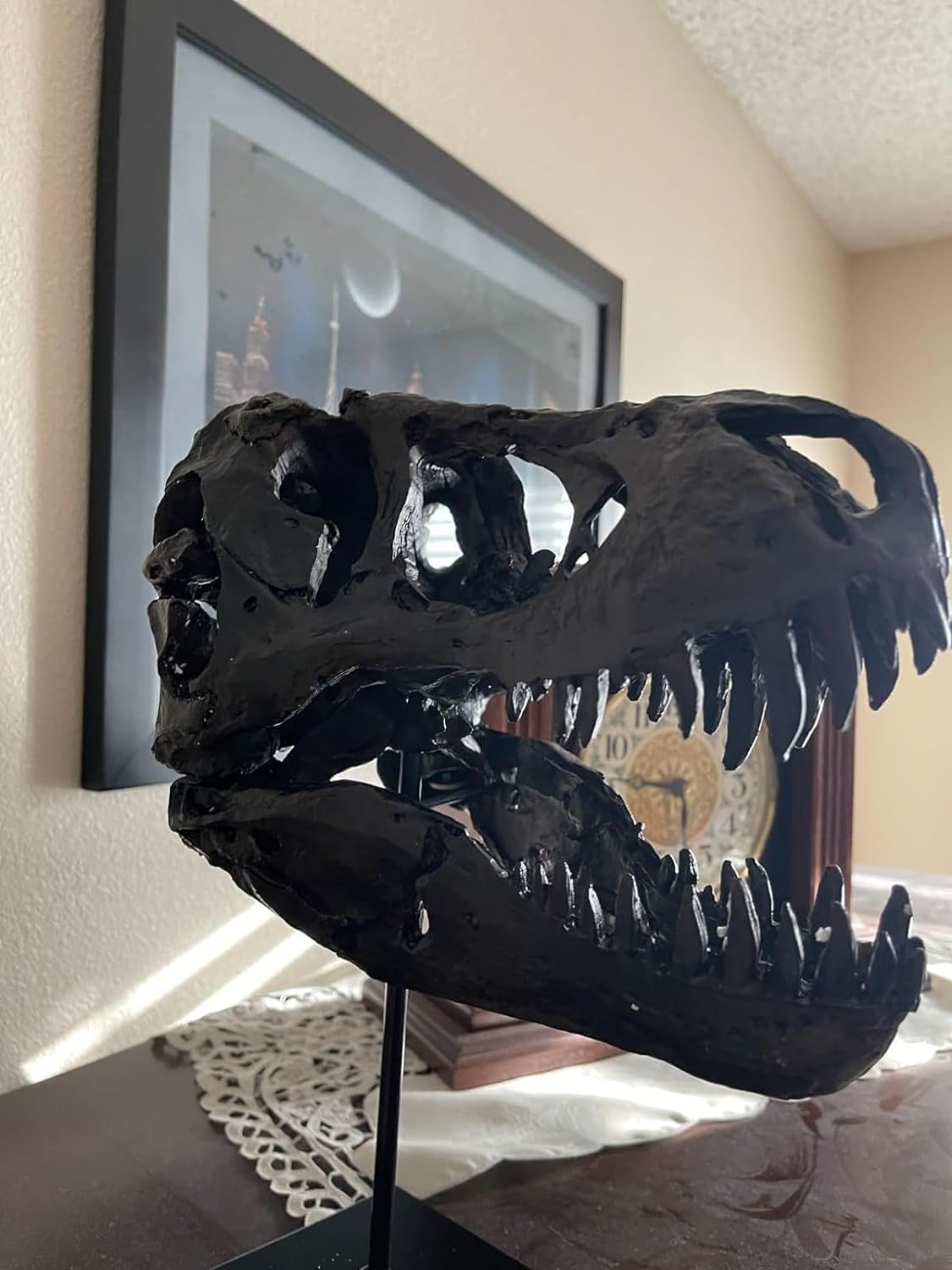 JOTNBOBO Dinosaur Skull Statue Black Replica