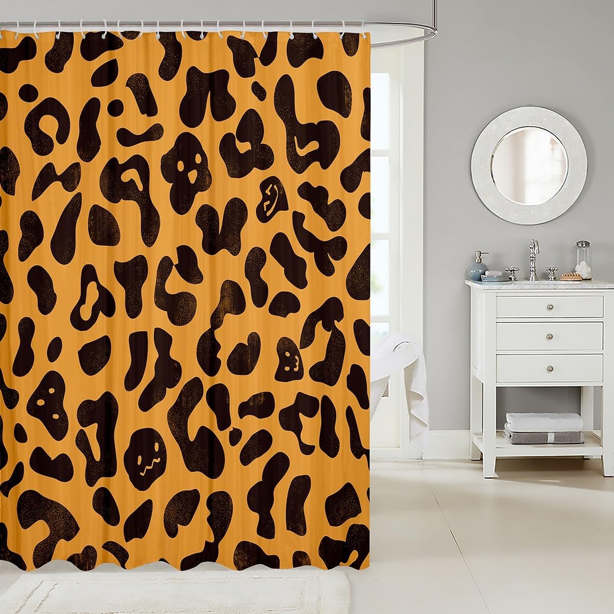 Feelyou Brown Leopard Kids Shower Curtain Set 72x78