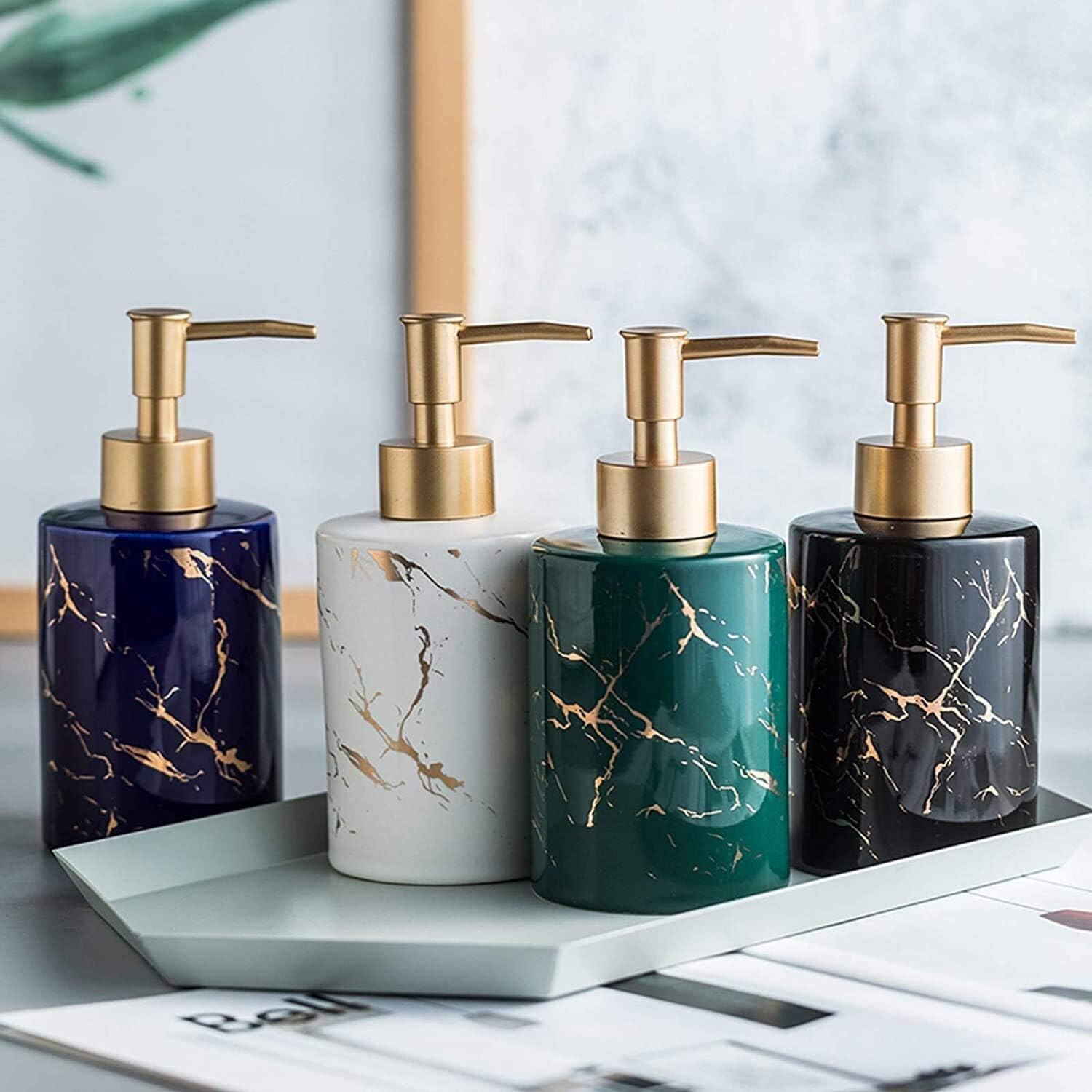 Gold Marble Pattern Lotion Soap Dispenser for Kitchen and Bathroom