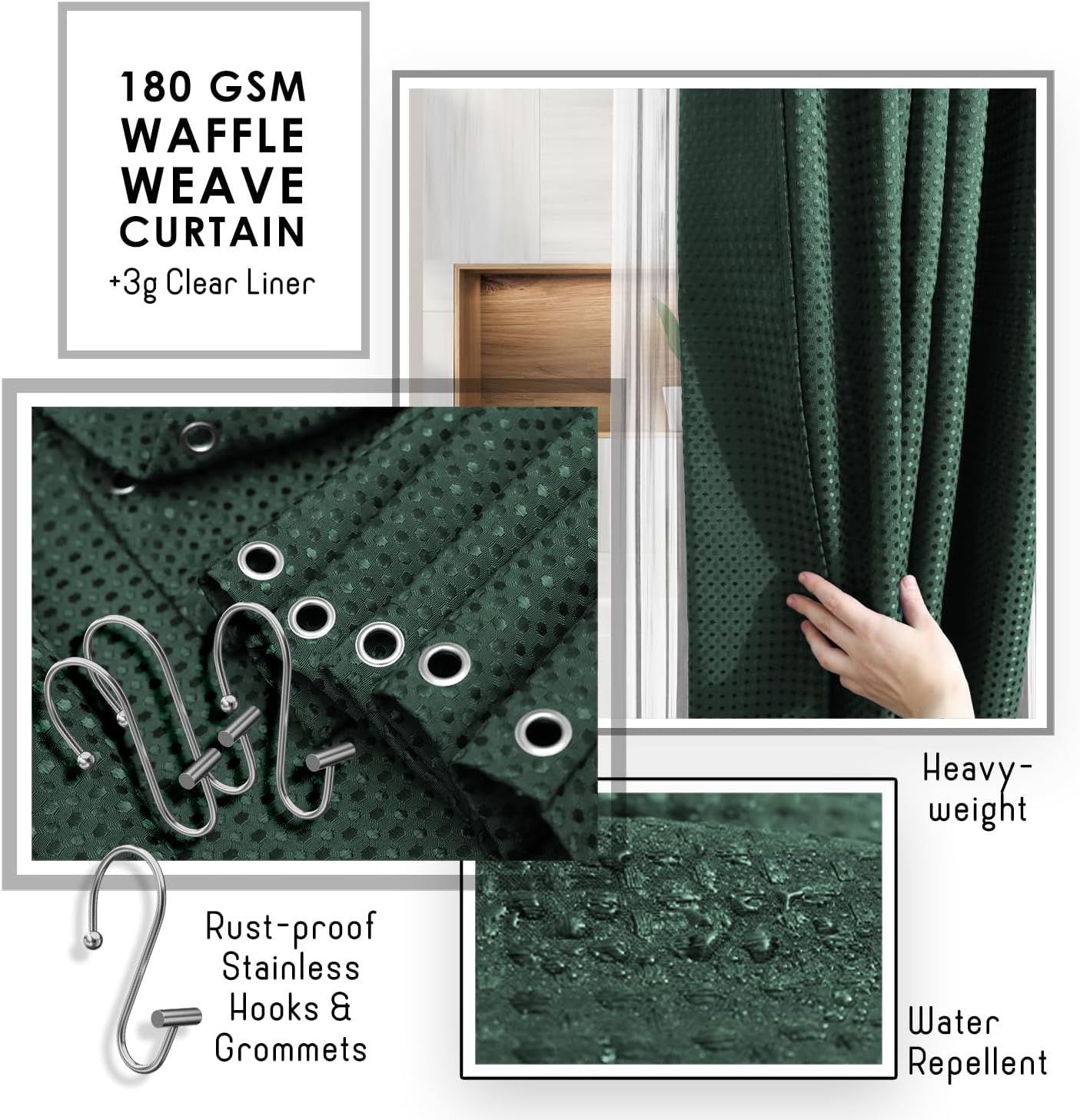 Clara Clark 27PC Hunter Green Bathroom Accessory Set