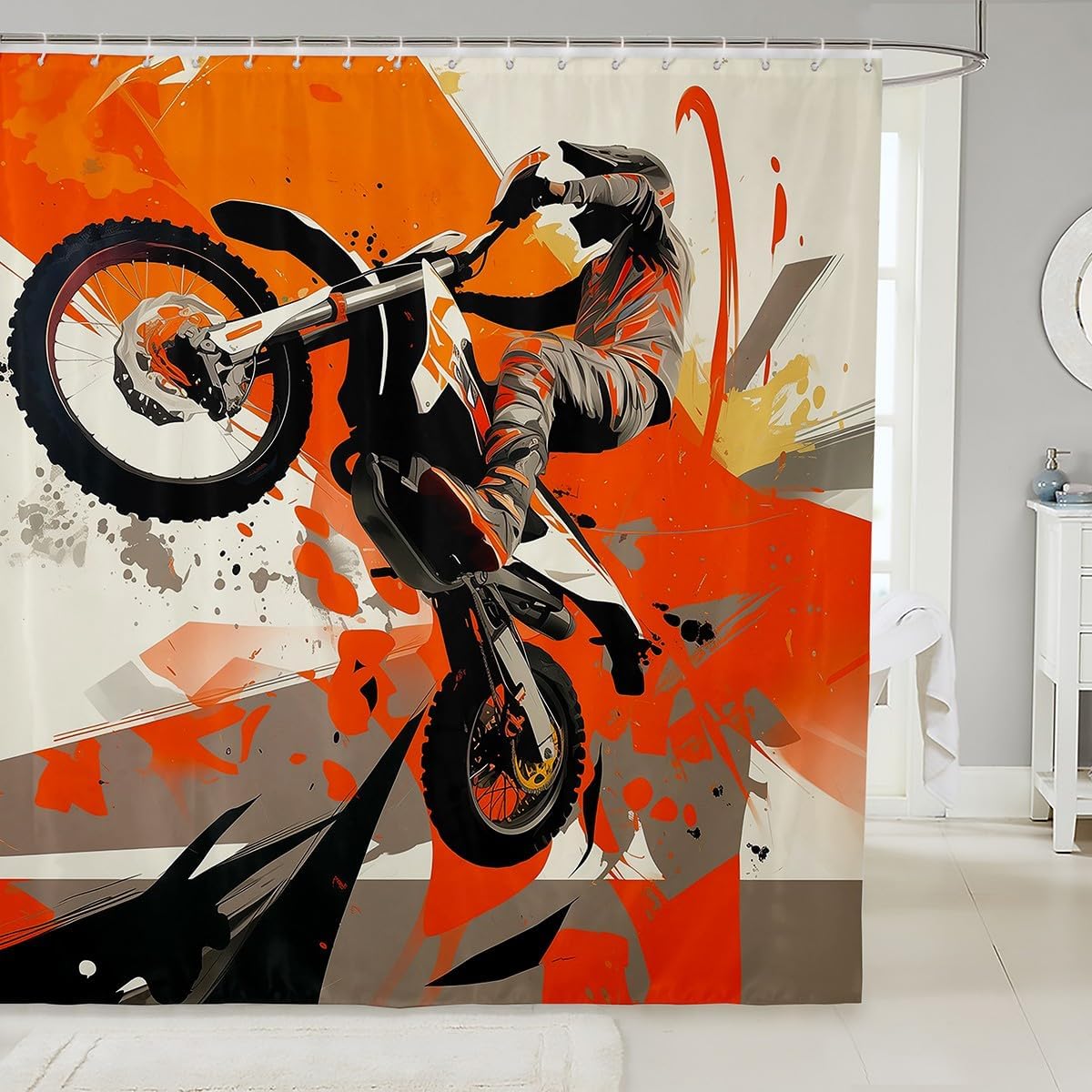 Feelyou Kids Dirt Bike Racing Shower Curtain Set 72x72